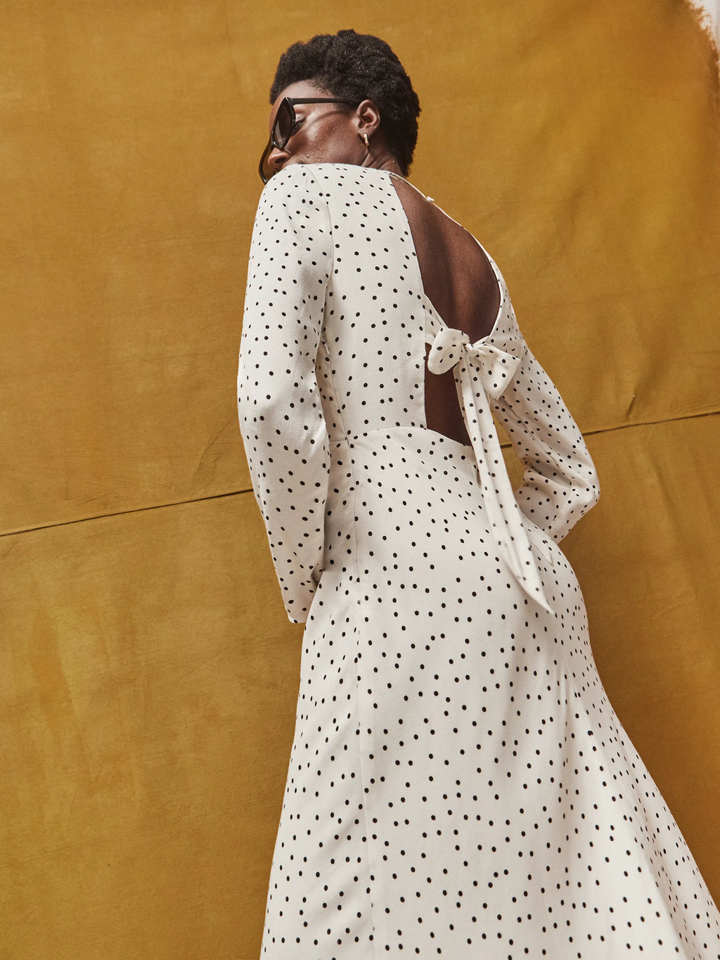 White Polka Dot Tie Back Dress