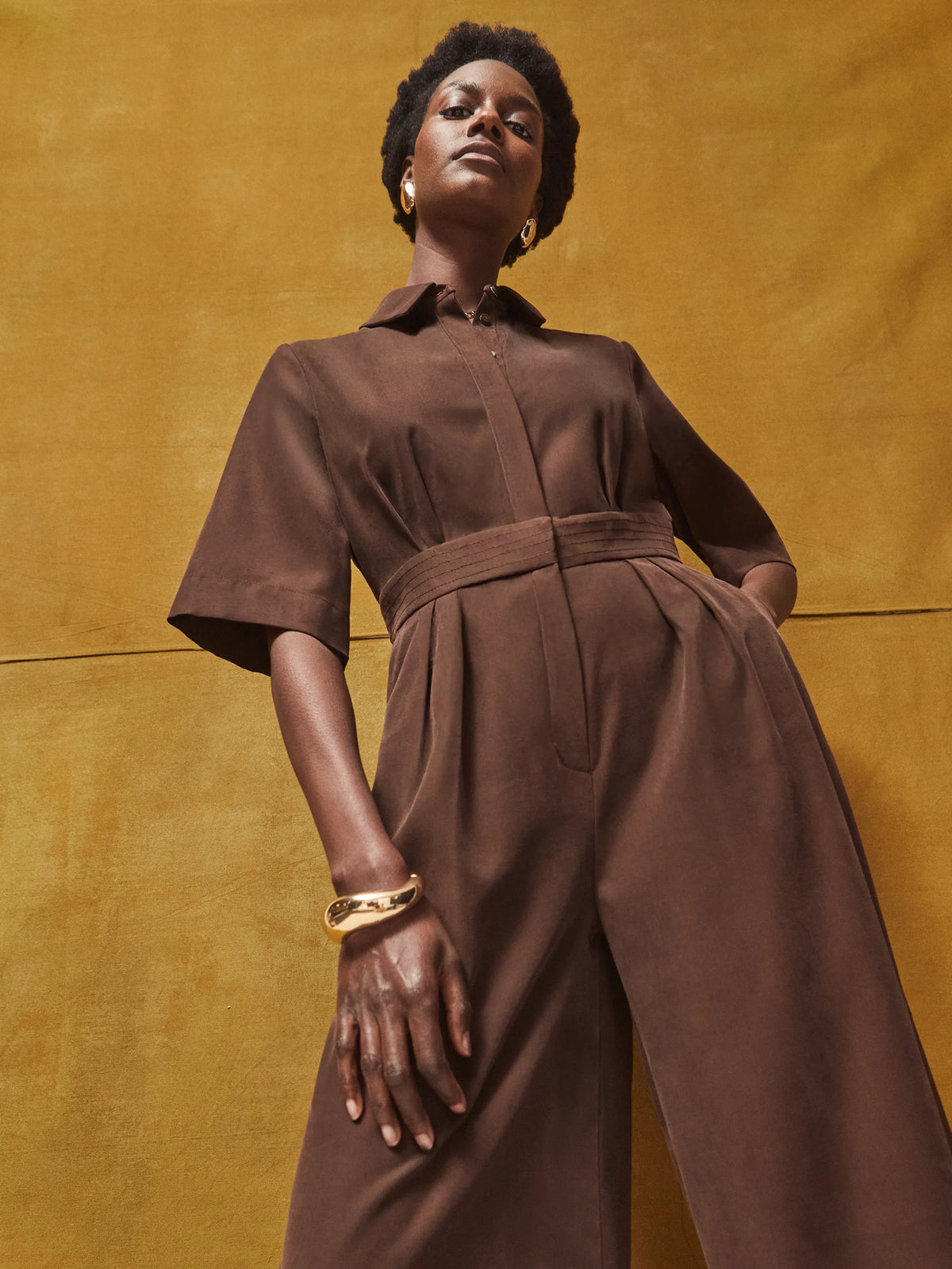 Petite Chocolate Tailored Jumpsuit