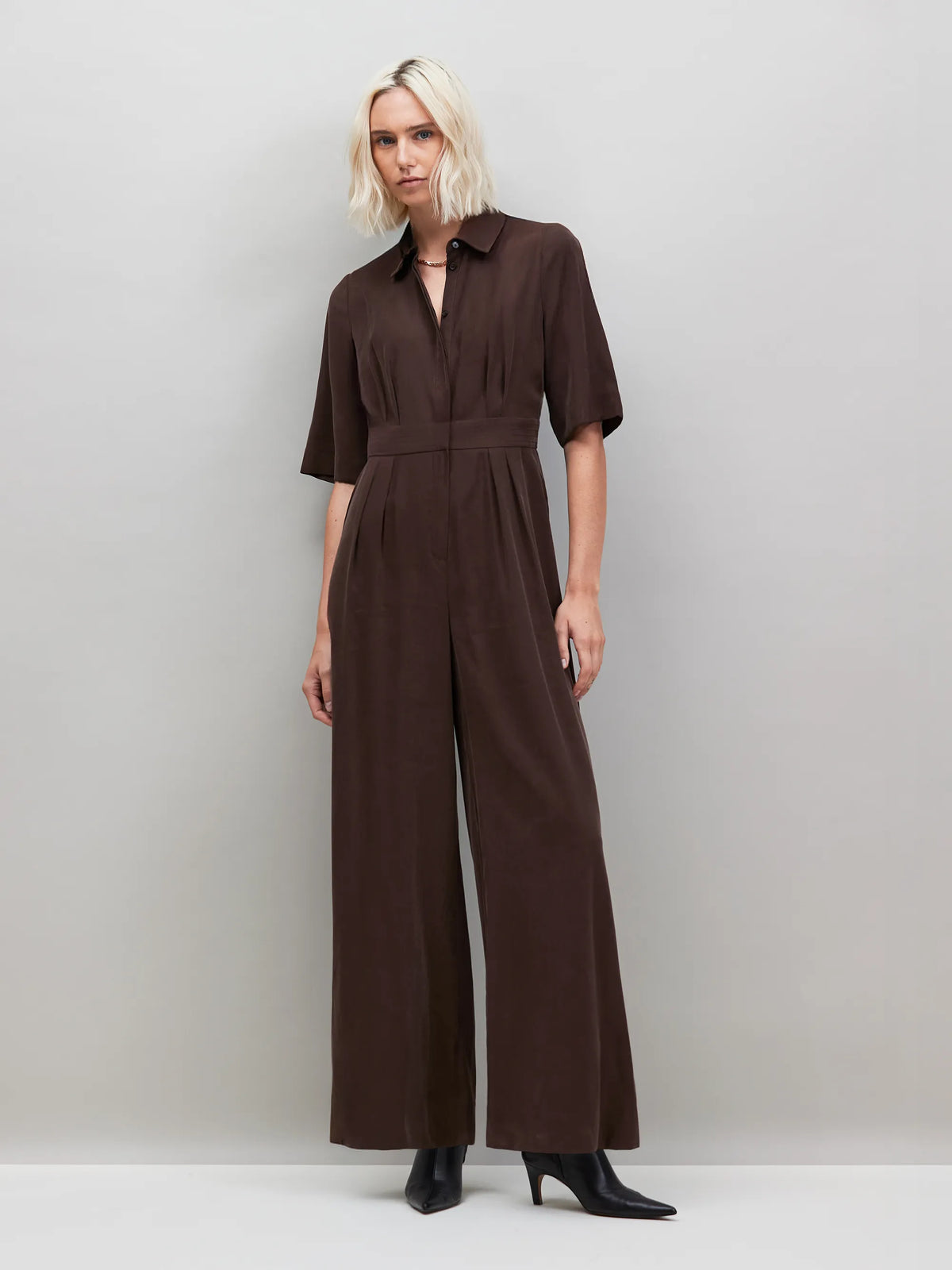 Petite Chocolate Tailored Jumpsuit