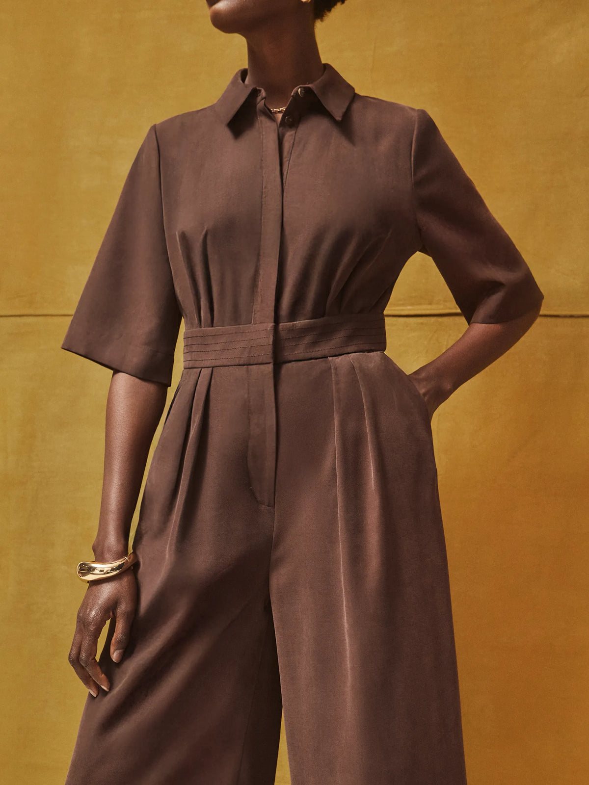 Petite Chocolate Tailored Jumpsuit