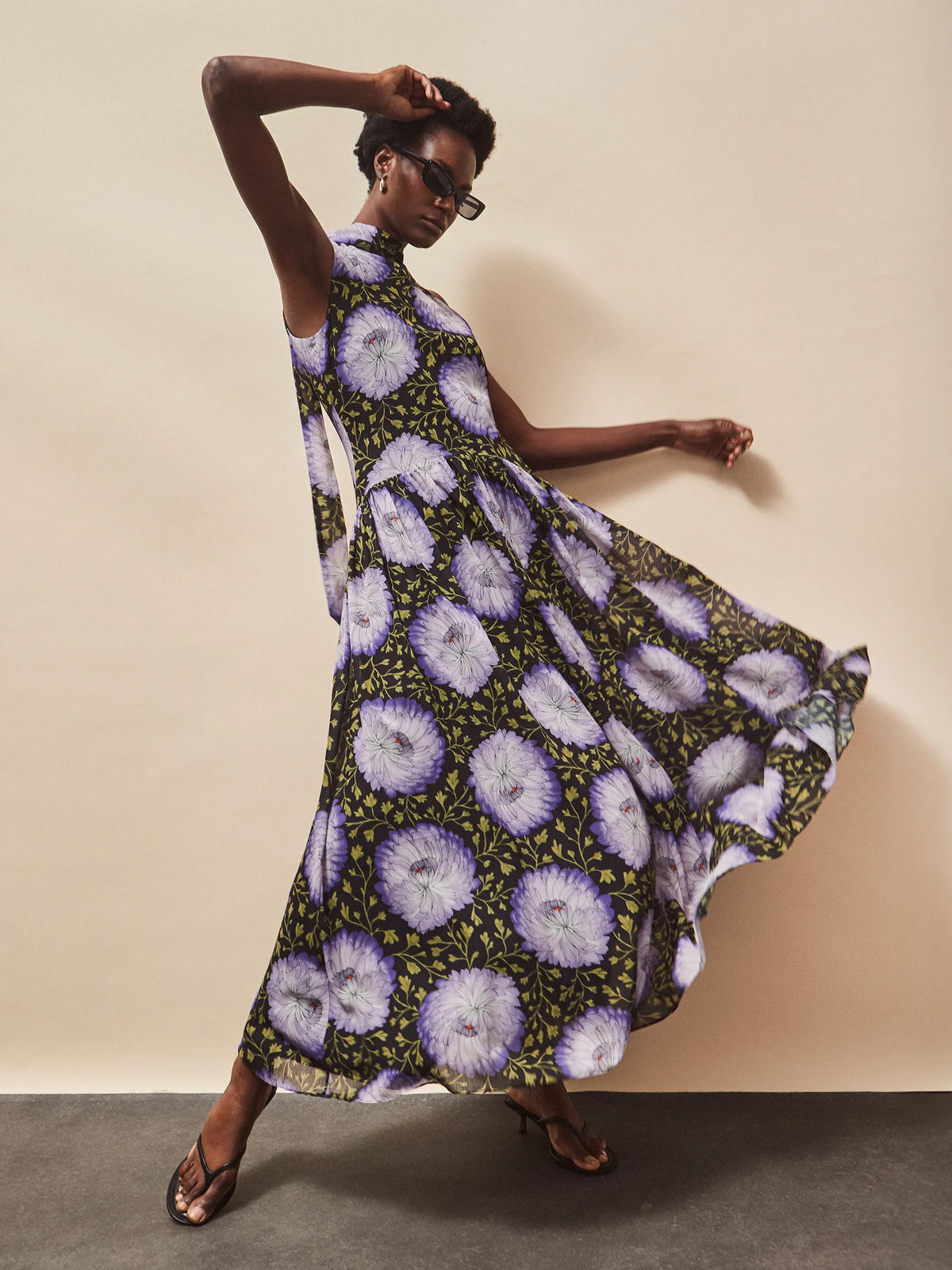 Iris Lilac Scarf Detail Chiffon Dress