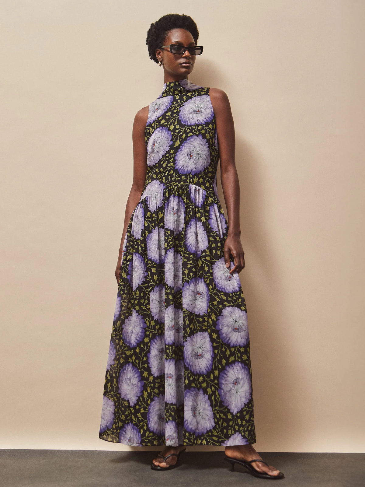 Iris Lilac Scarf Detail Chiffon Dress