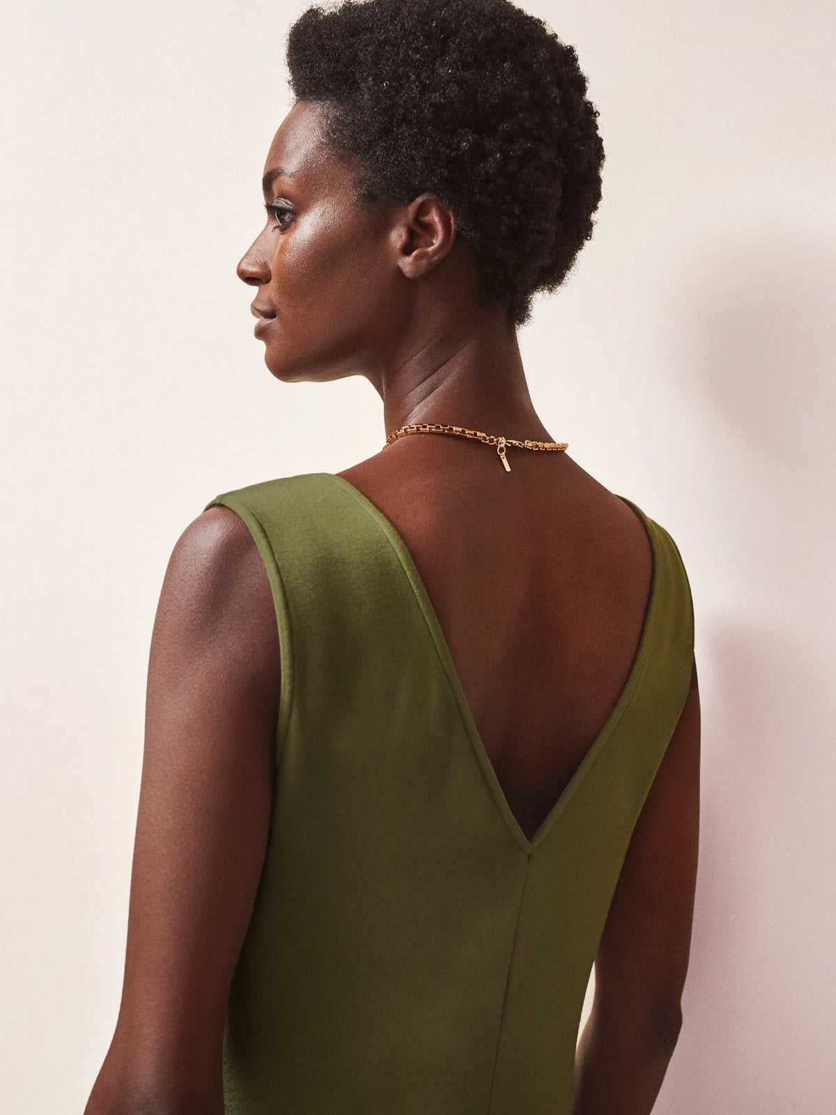 Olive Jersey V Neck Jumpsuit