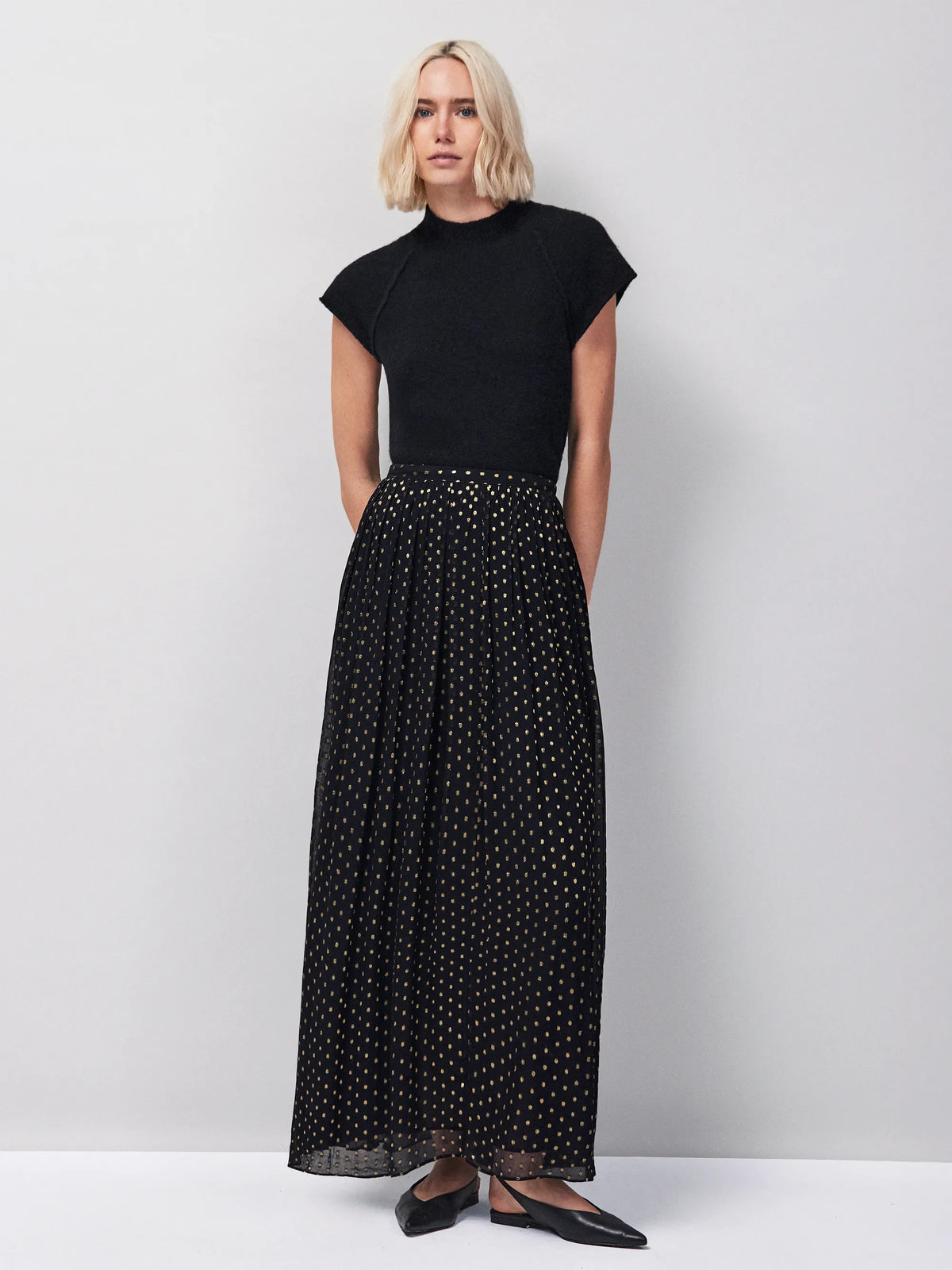 Petite Gold Foil Maxi Skirt