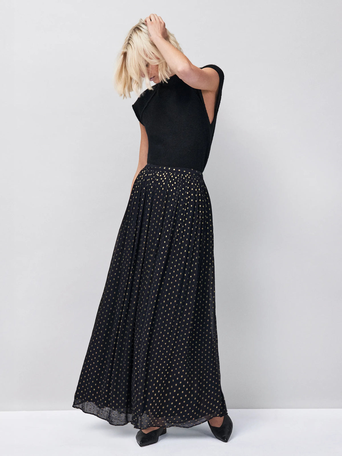 Petite Gold Foil Maxi Skirt
