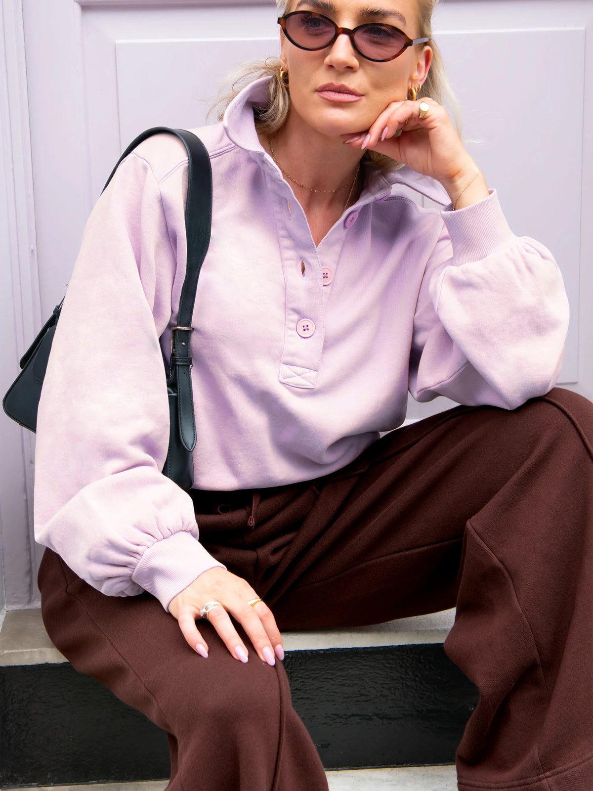 Lilac Polo Cotton-Jersey Sweatshirt
