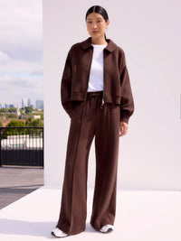 Chocolate-Brown Wide-Leg Sweatpants