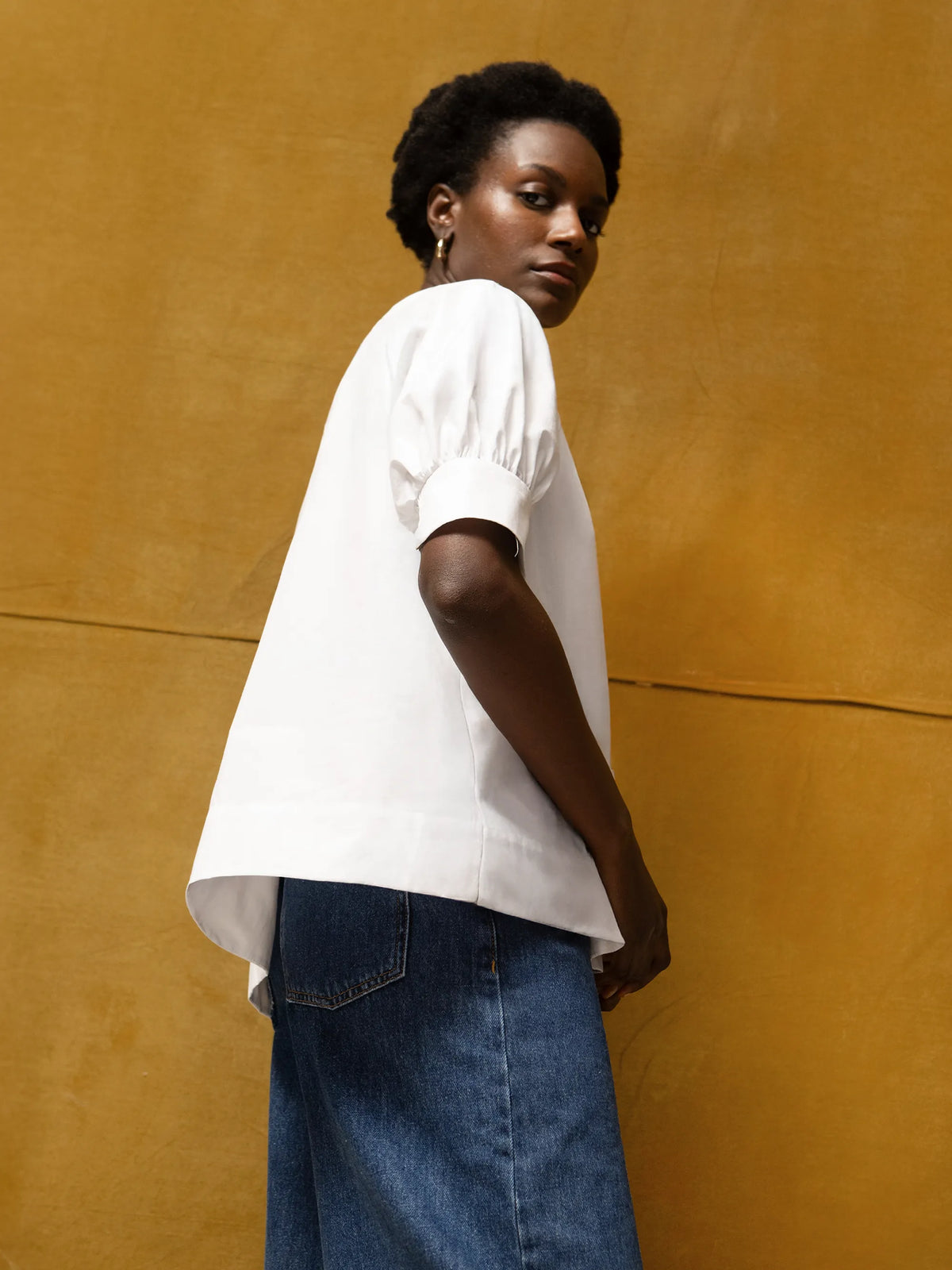 White Cotton Poplin Short Sleeve Shirt