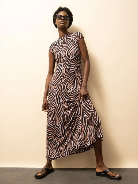 Print 2000s Maxi Dress Next Zebra Dress Brown Zebra Strappy Cowl Neck Maxi  Dress Boohoo