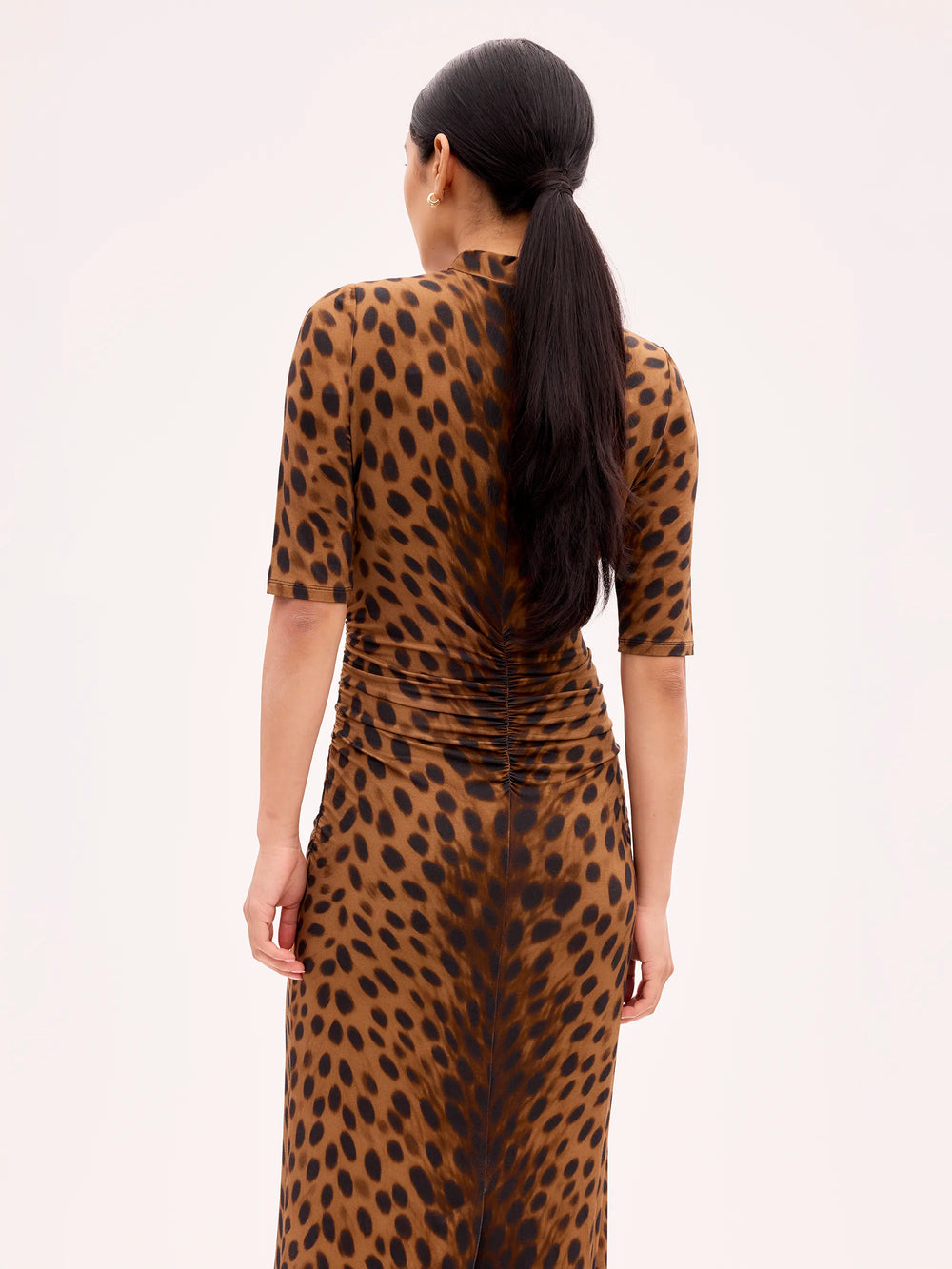 Brown Leopard Print Mock Neck Jersey Dress – Ro&Zo