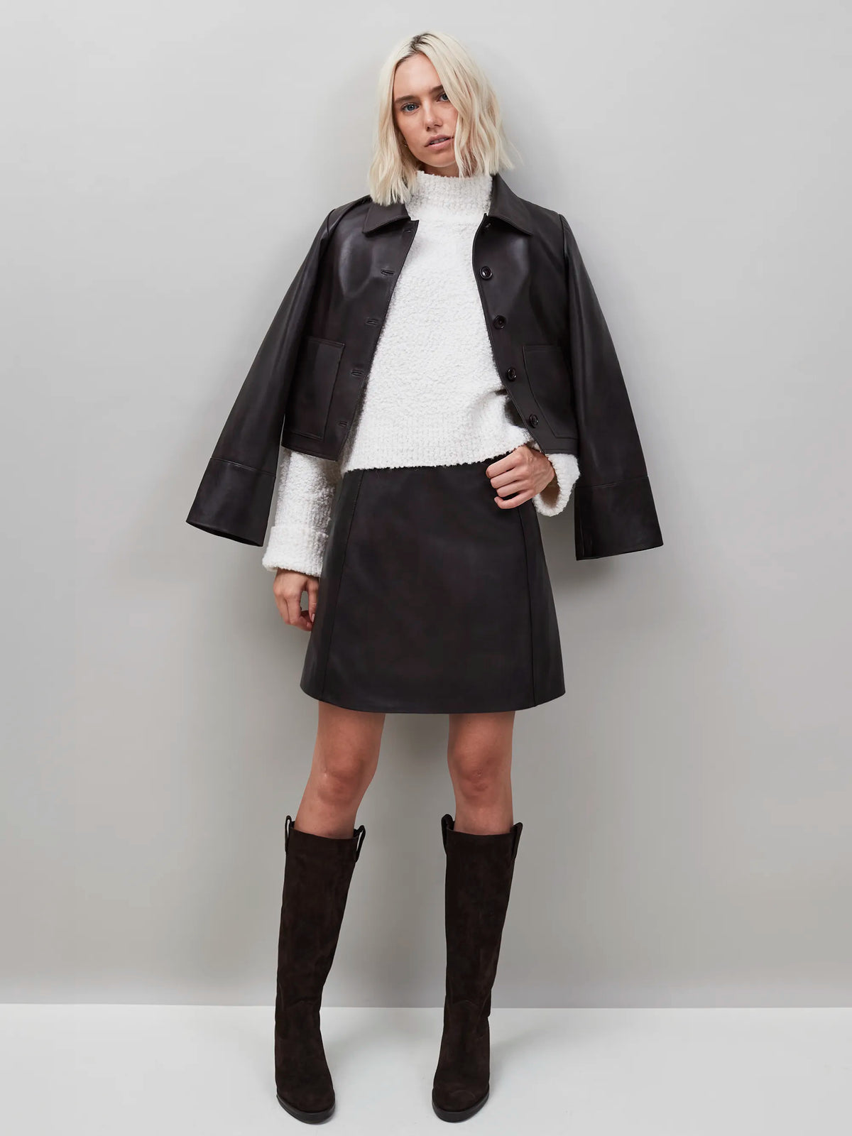 Chocolate Leather Mini Skirt