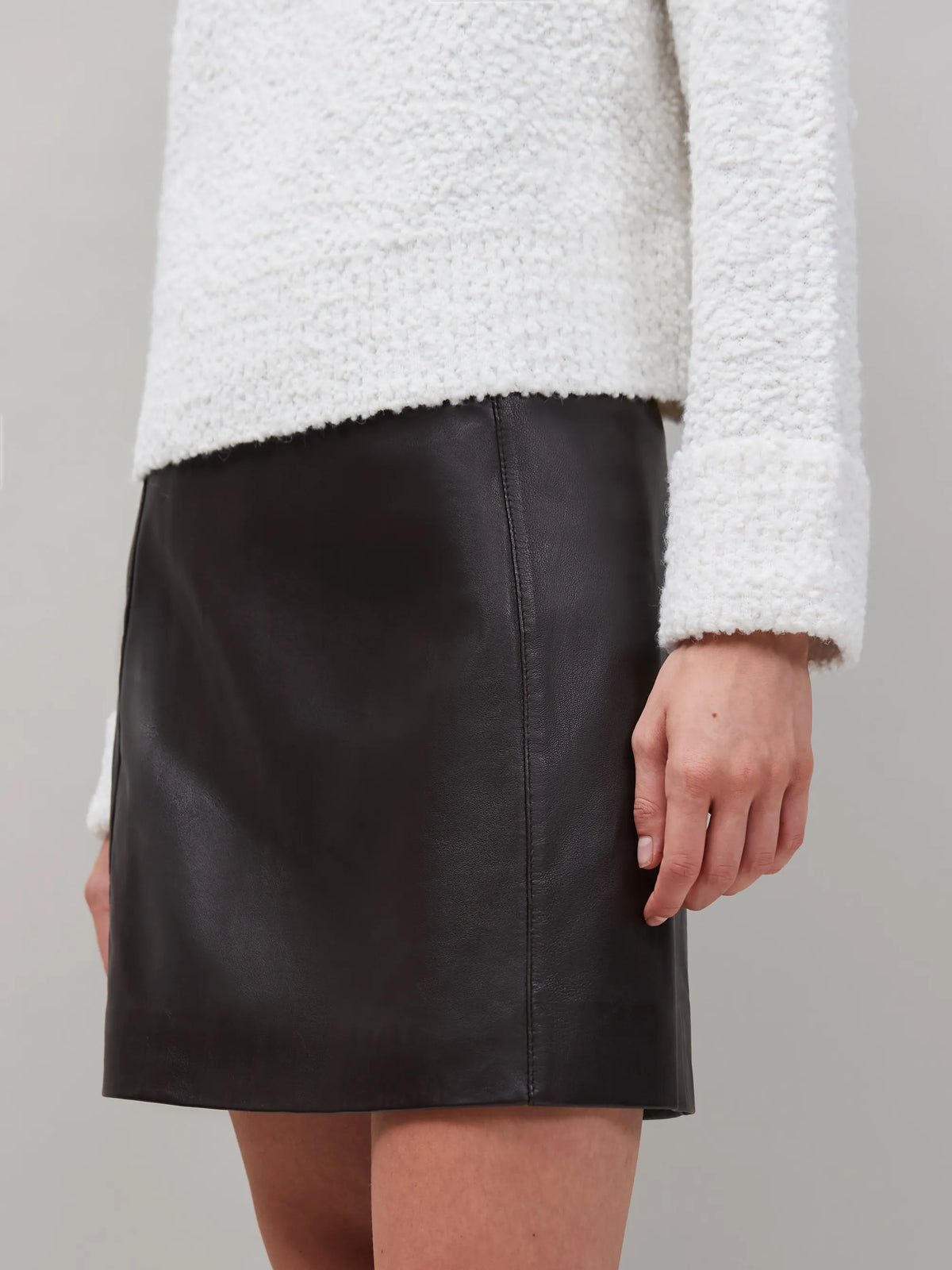 Chocolate Brown Leather Mini Skirt