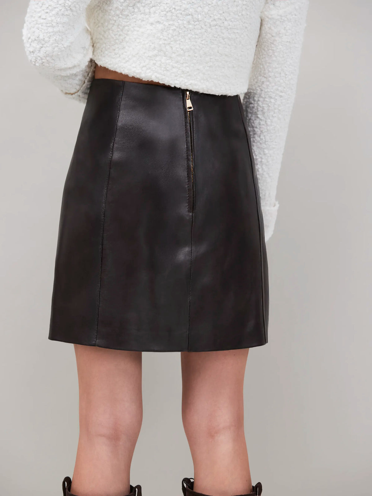 Chocolate Leather Mini Skirt