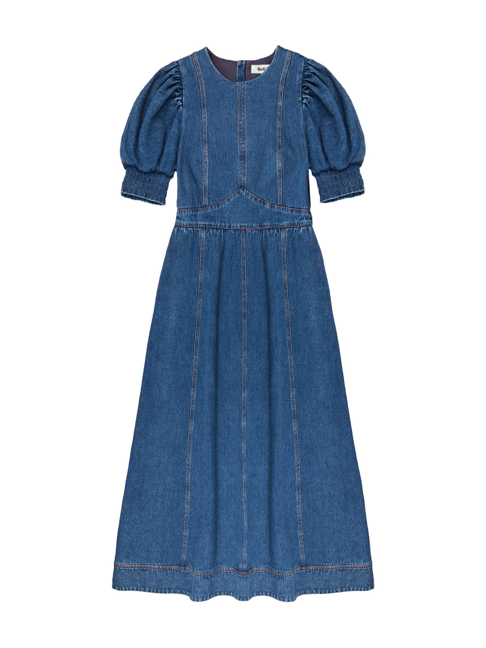 Puff-Sleeve Denim Midaxi Dress Ro&Zo Puff-Sleeve Denim Midaxi Dress Ro&Zo