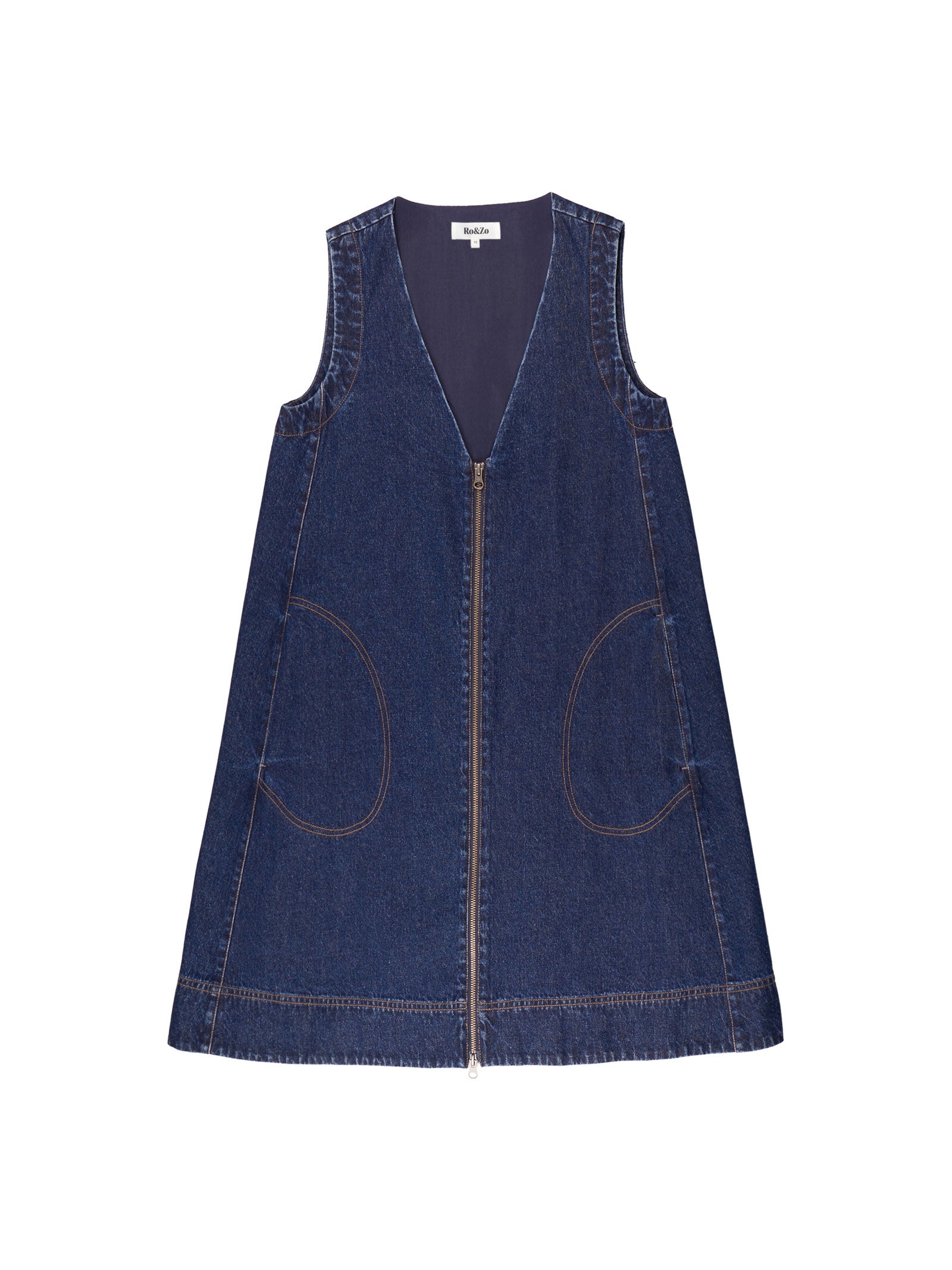 Zip-Front Denim Swing Mini Dress – Ro&Zo