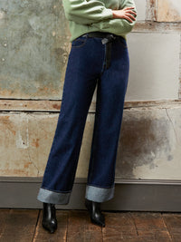 Blue Denim Turn Up Hem Jeans
