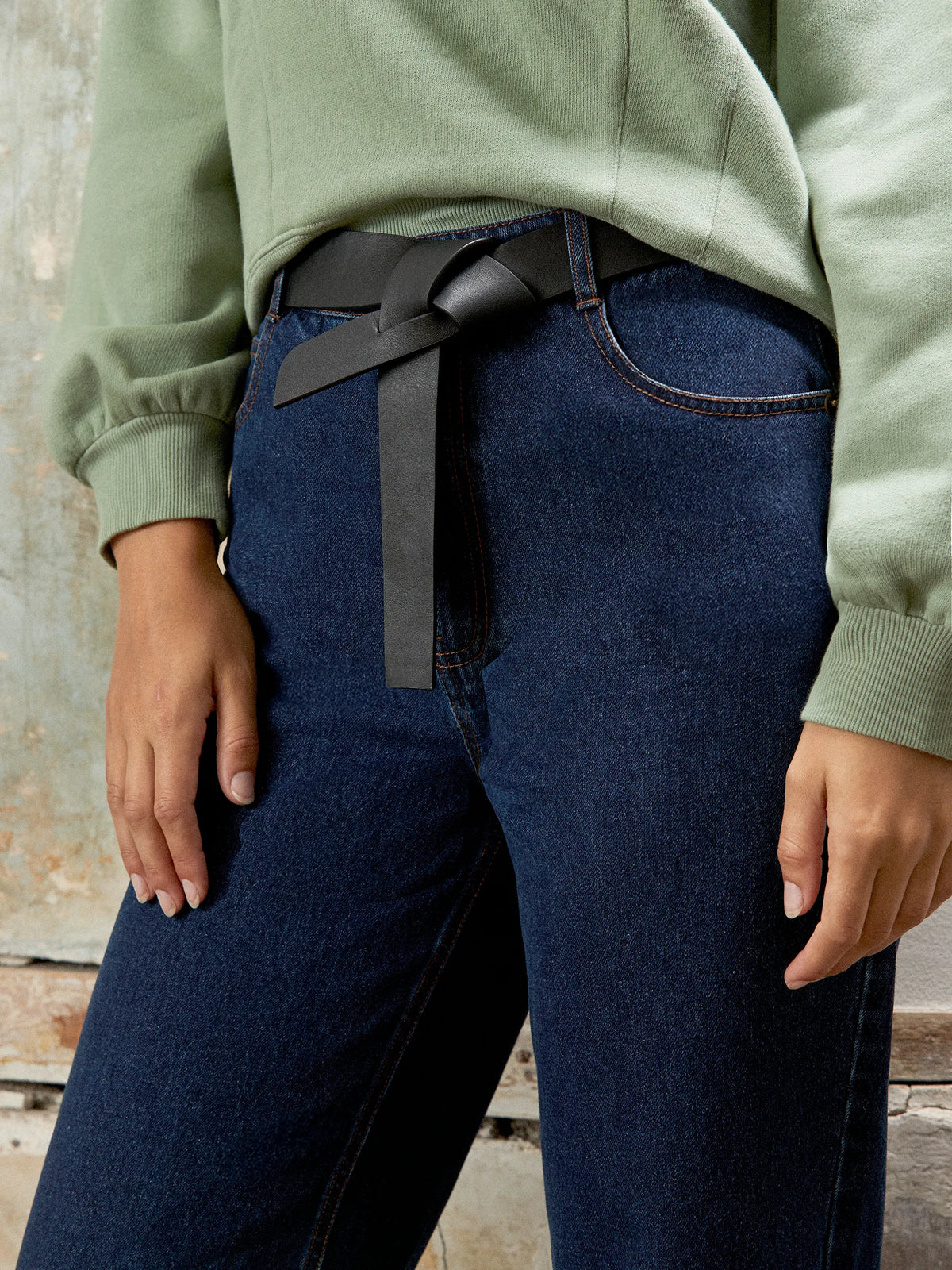 Blue Denim Turn Up Hem Jeans