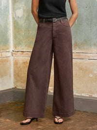 Chocolate High-Rise Wide-Leg Jeans