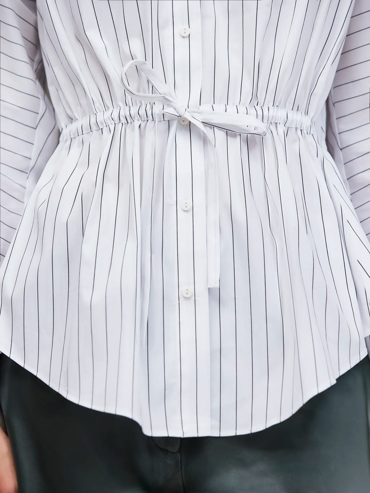 White Stripe Channel Waist Shirt
