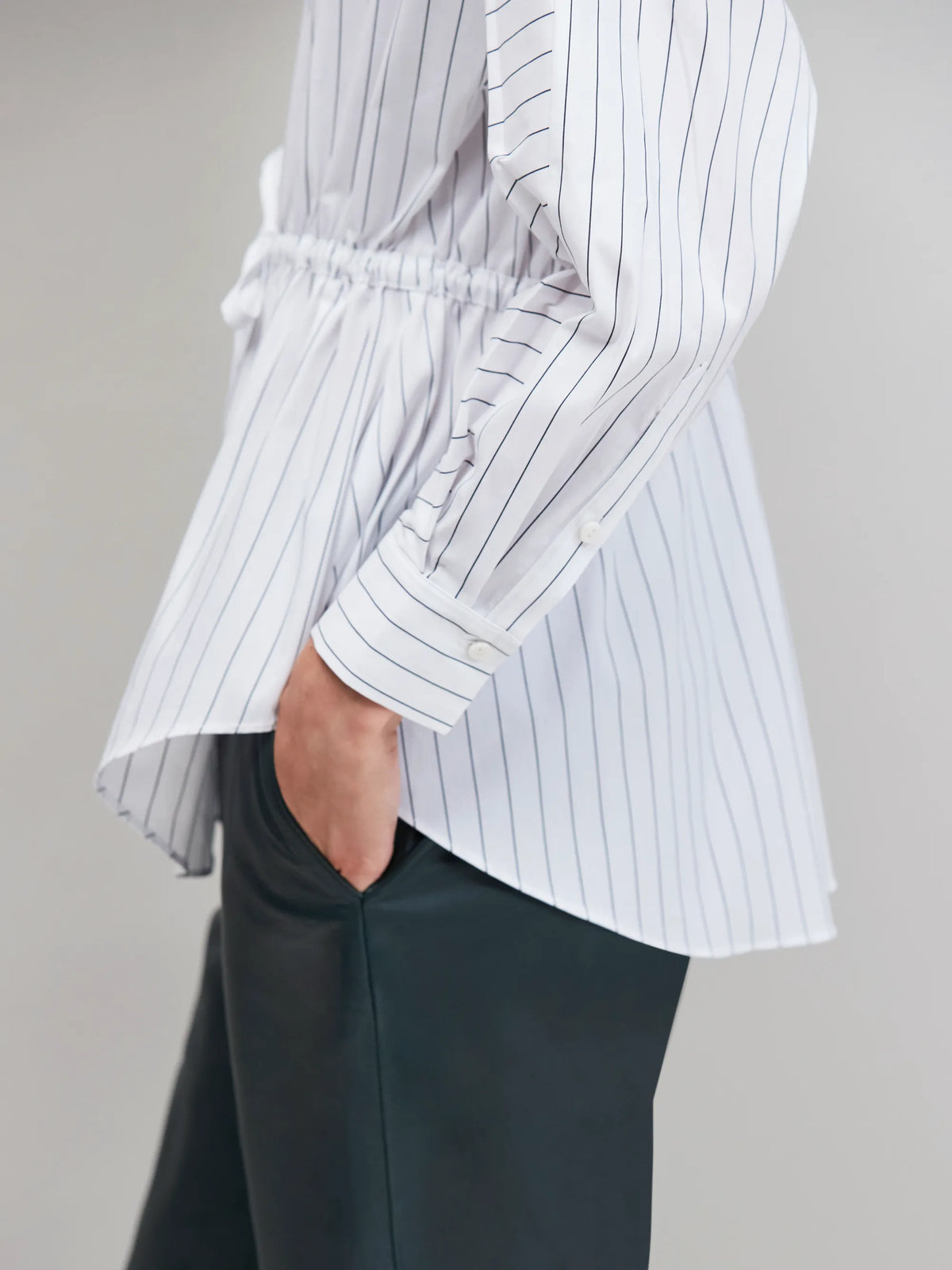 White Stripe Channel Waist Shirt