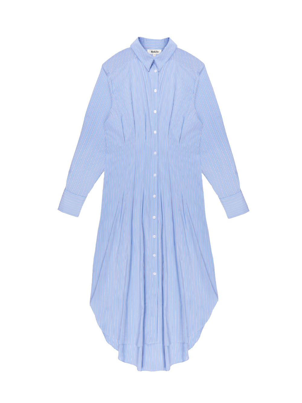 Blue Striped Midi Shirt Dress Ro&Zo Blue Striped Midi Shirt Dress Ro&Zo