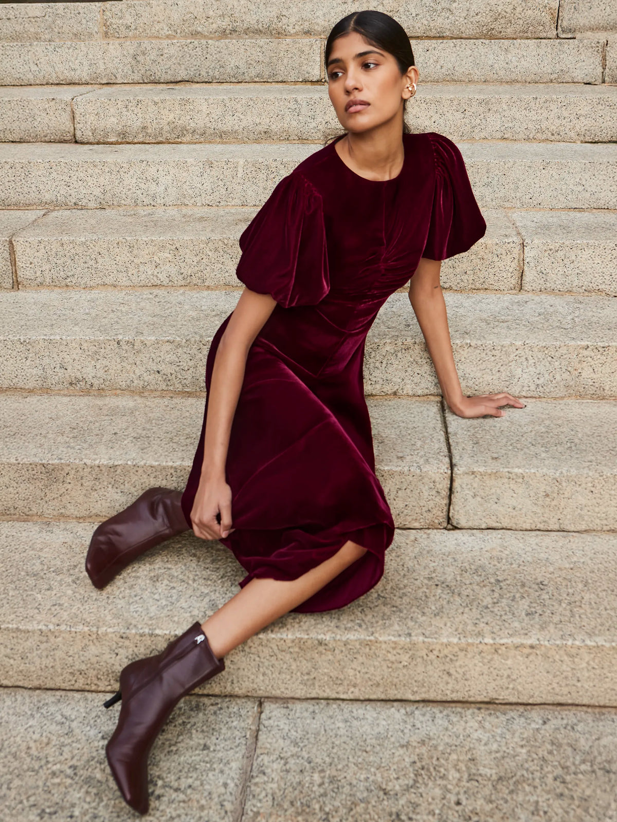 Jessie Plum Velvet Dress