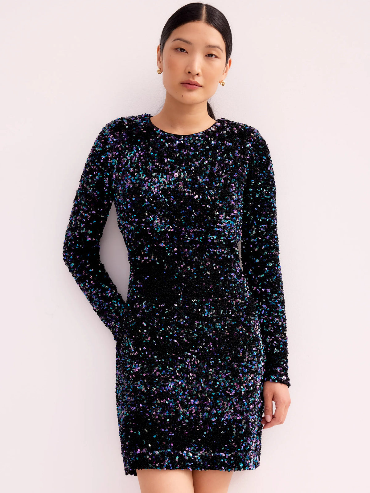 Petite Evie Sequinned Long-Sleeved Mini Dress