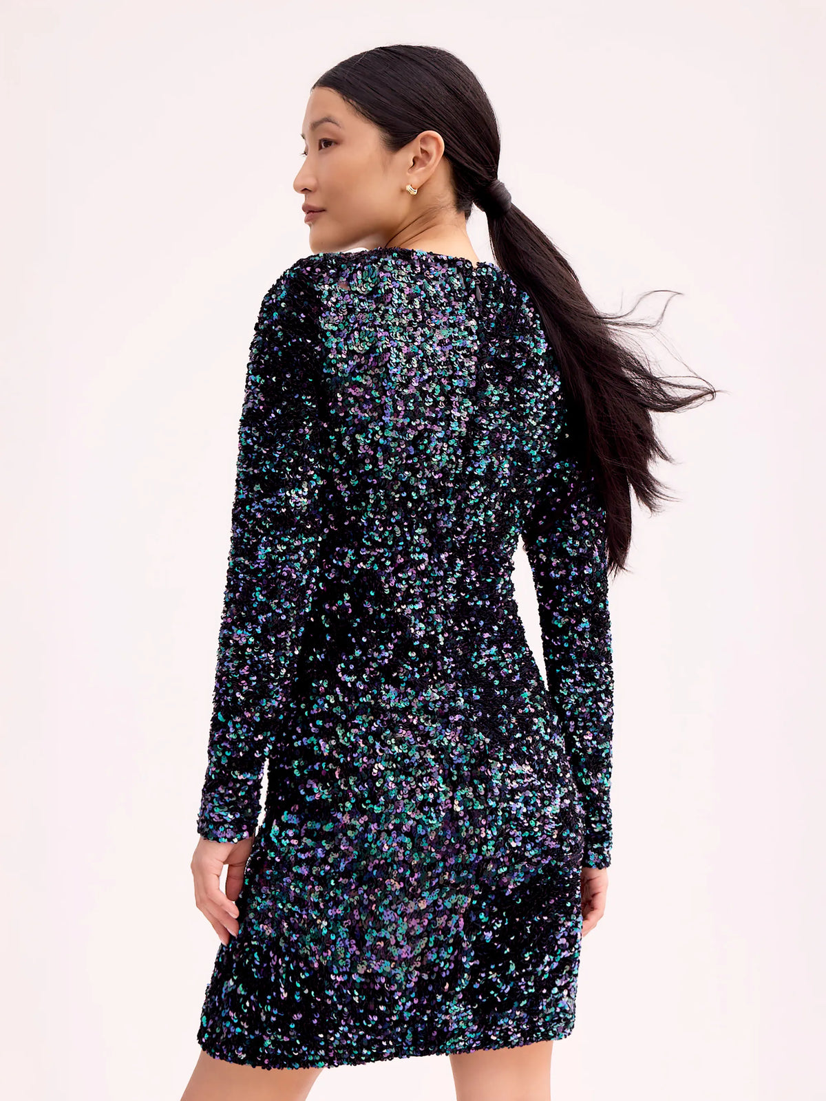 Petite Evie Sequinned Long-Sleeved Mini Dress