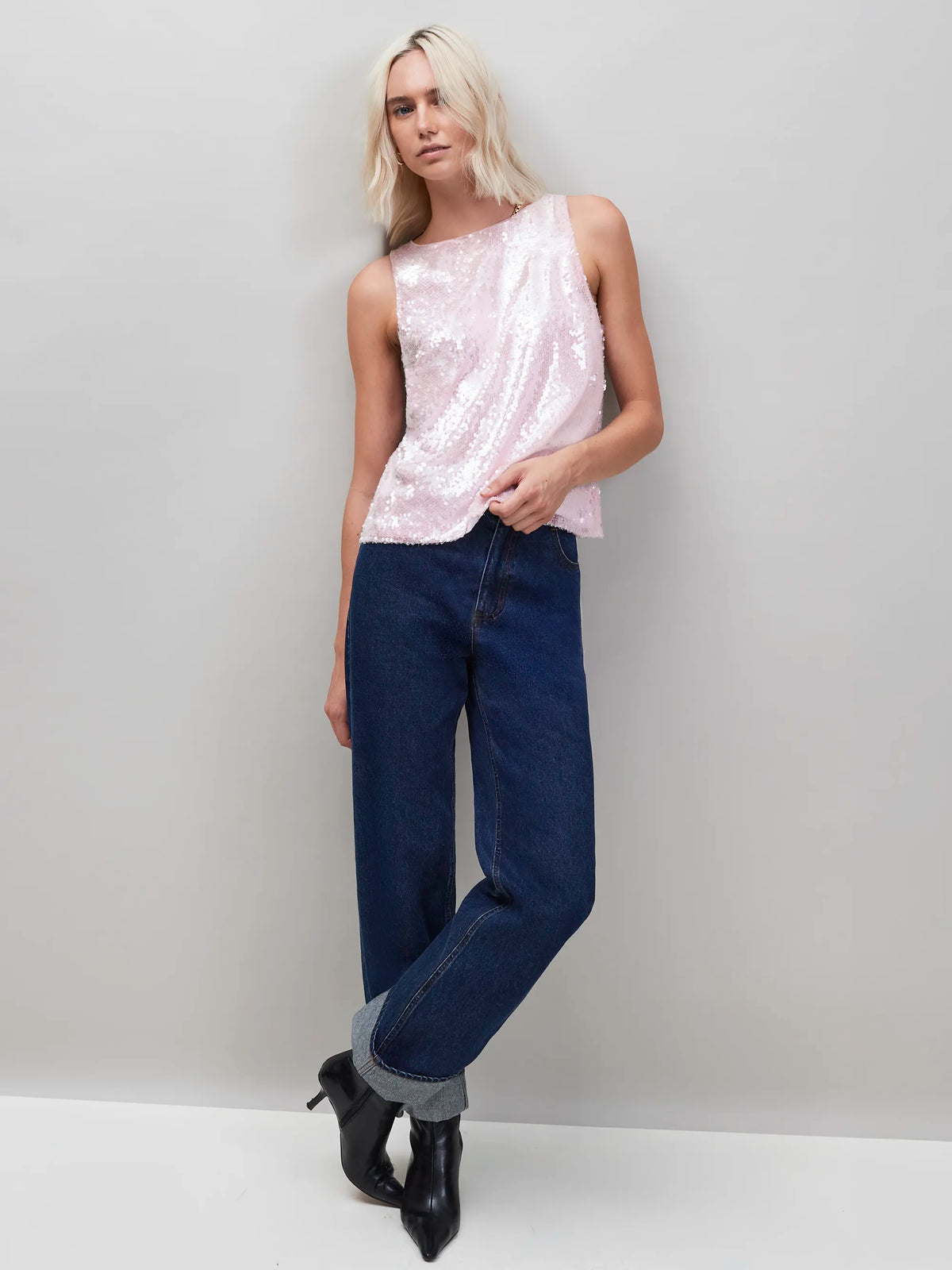 Pink Sequin Shell Top