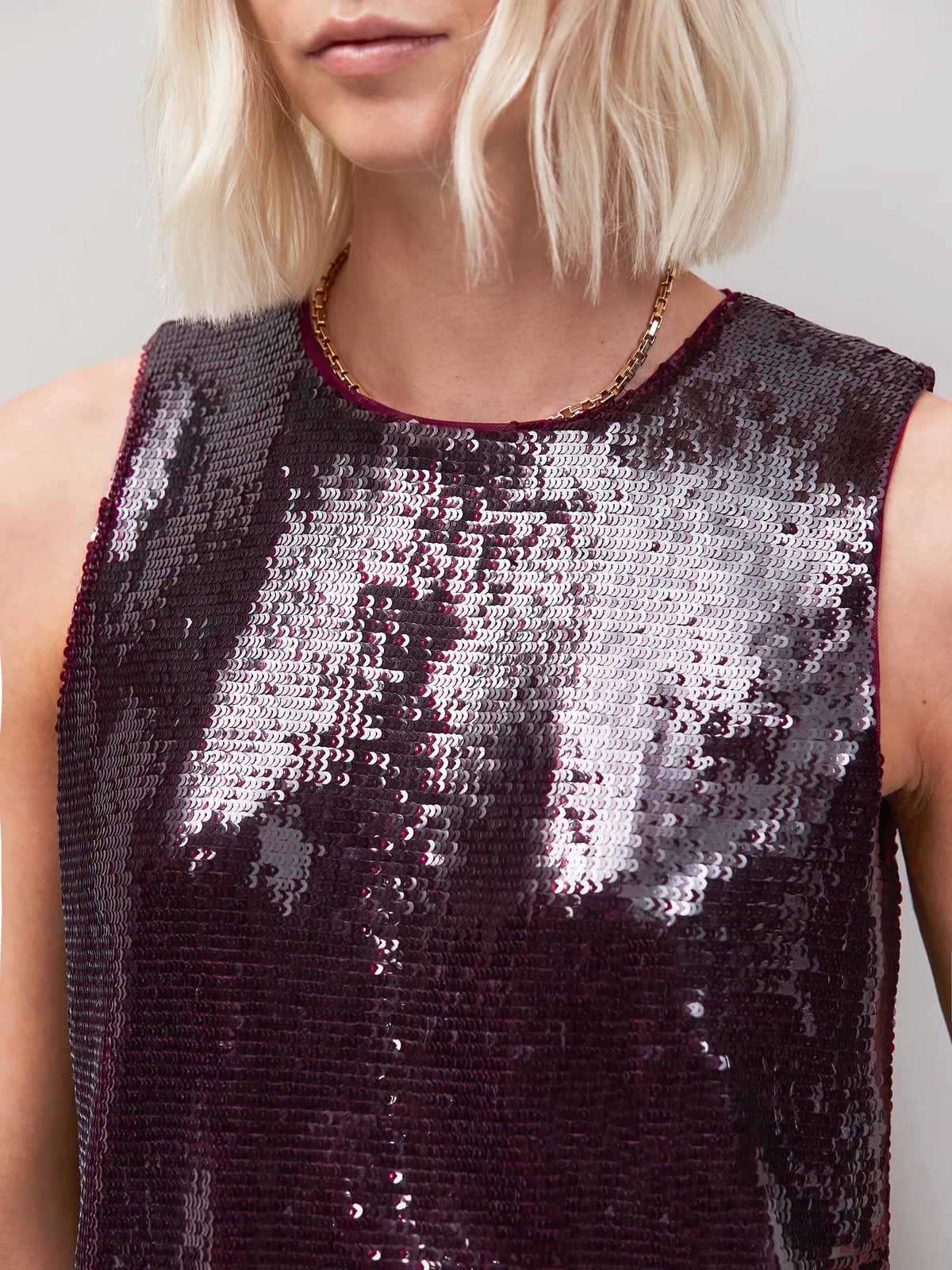 Wine Sequin Shell Top