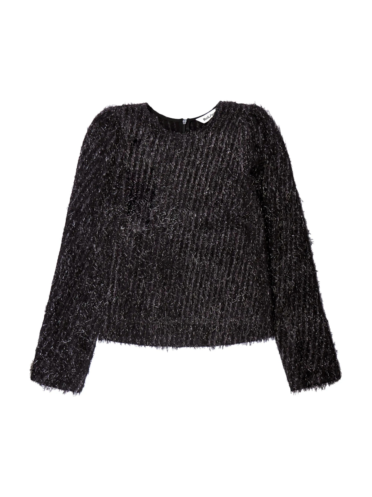 Black Tinsel Long-Sleeved Top