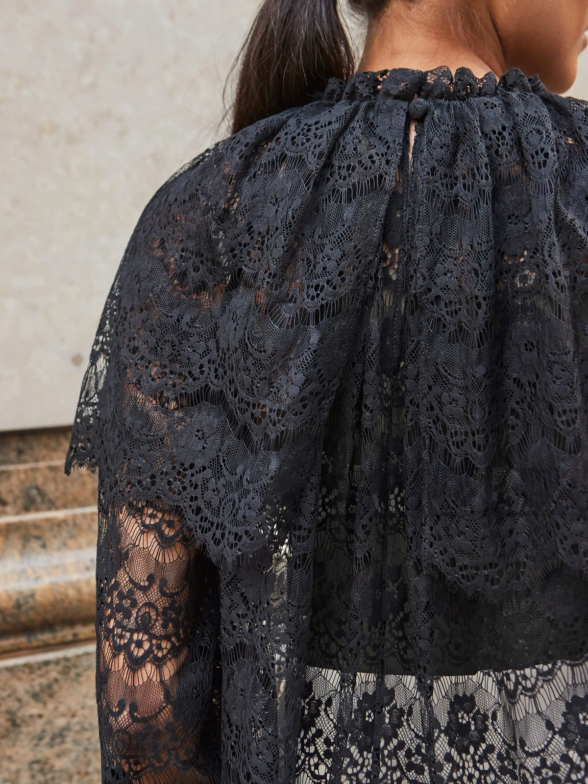 Black Lace Overlay Blouse