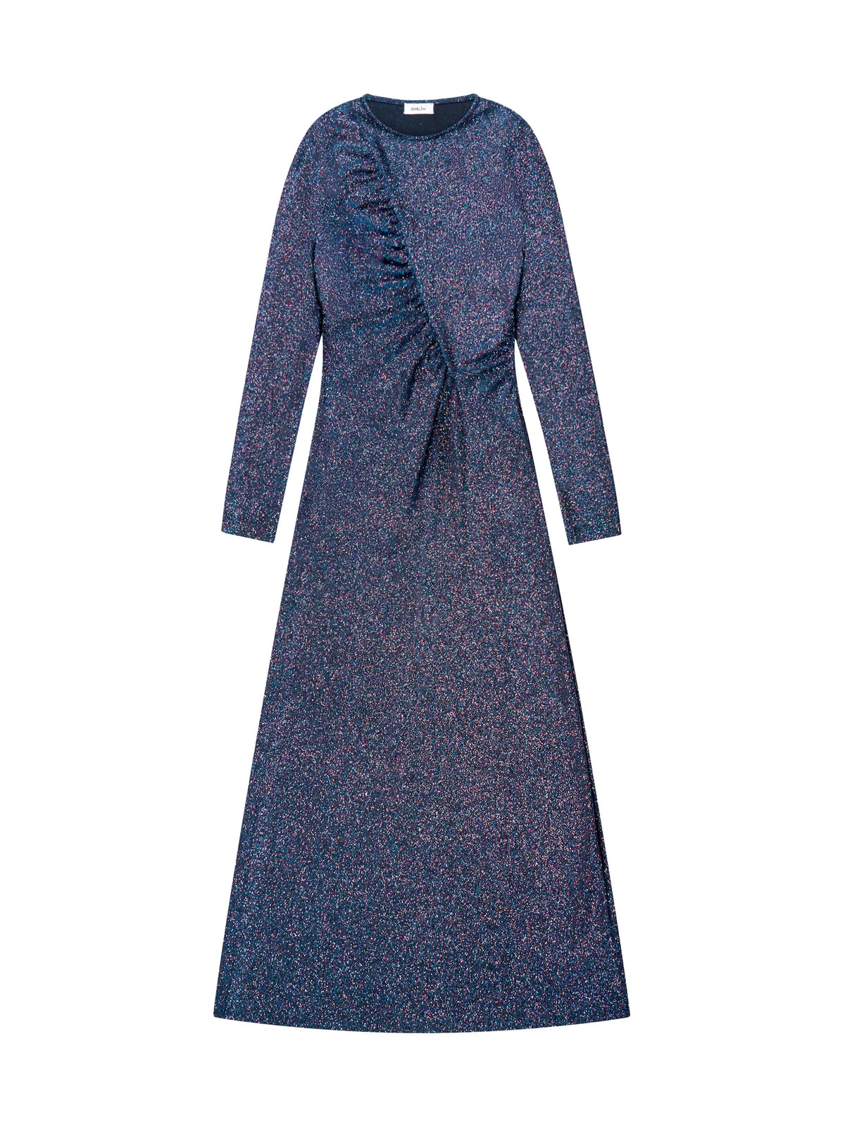 Kylie Midnight Blue Sparkle Ruched-Front Maxi Dress