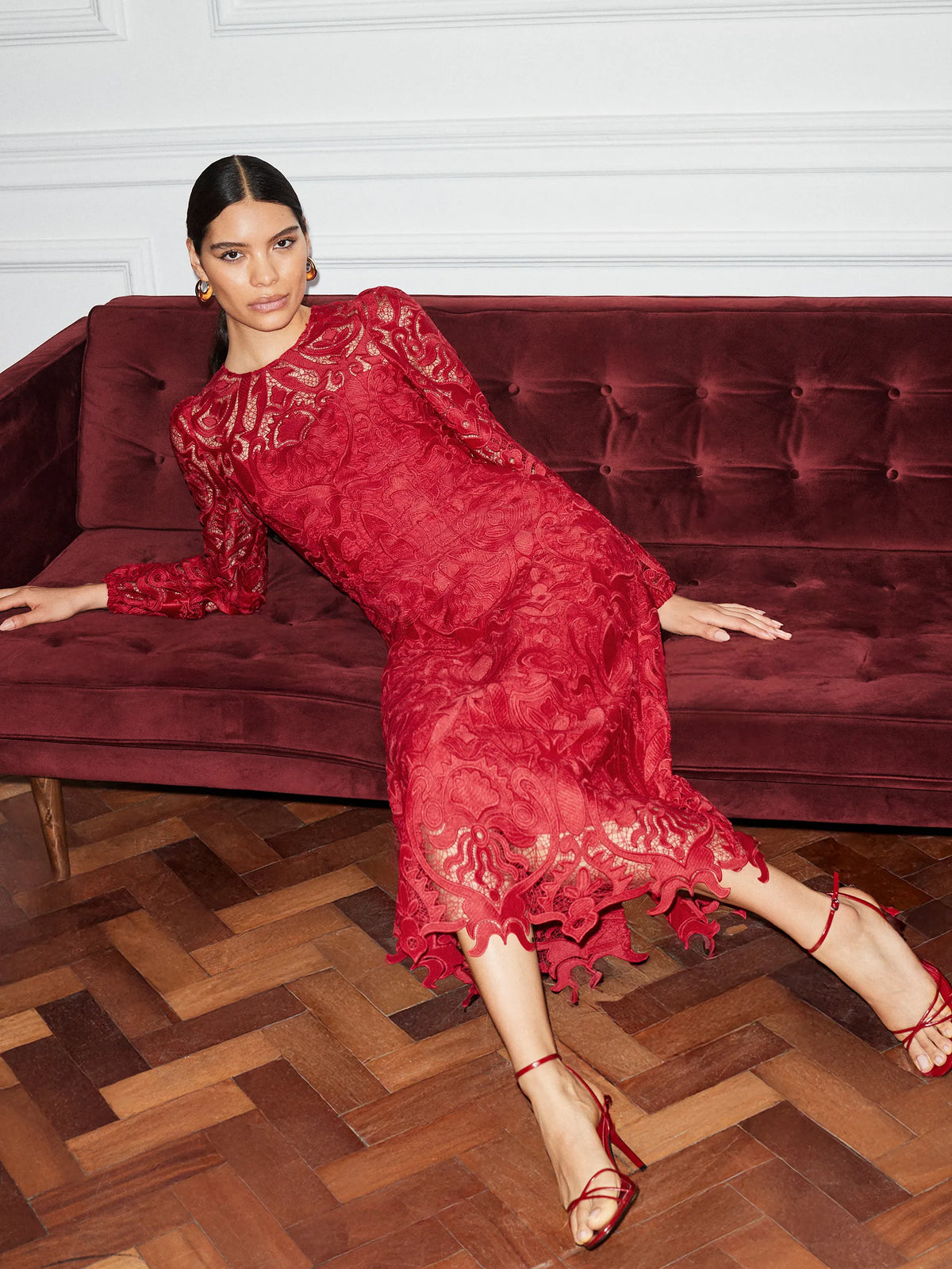 Kendall Red Lace Tie Back Dress