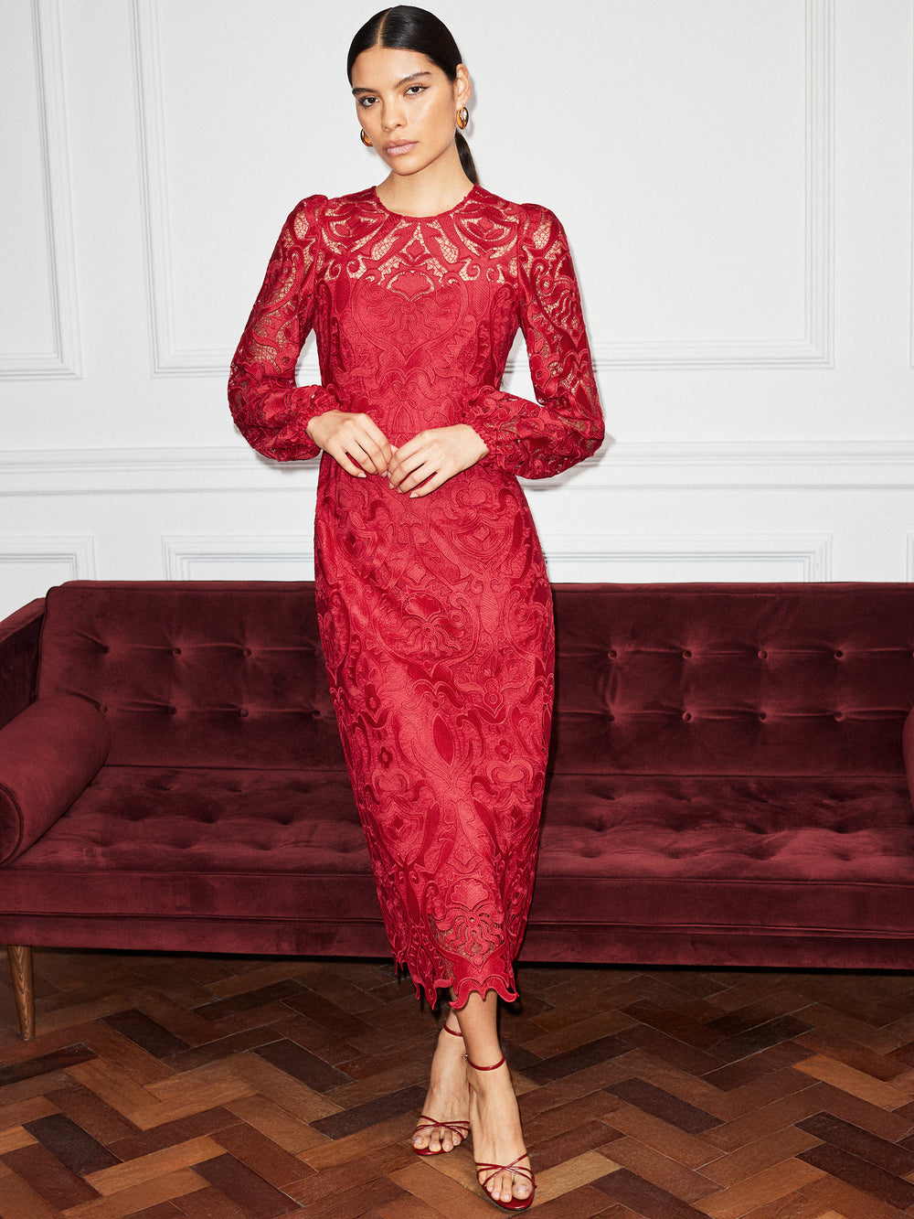 Kendall Red Lace Open Back Dress Ro&Zo Kendall Red Lace Open Back Dress Ro&Zo