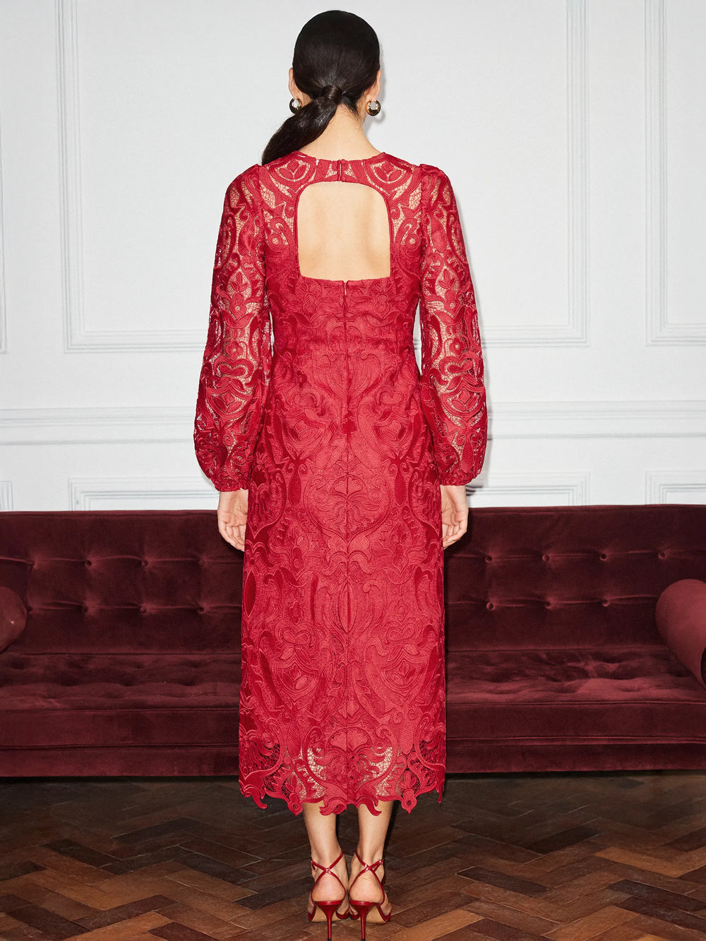 Kendall Red Lace Open Back Dress Ro&Zo Kendall Red Lace Open Back Dress Ro&Zo