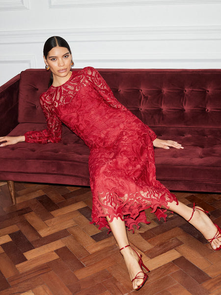 Kendall Red Lace Open Back Dress – Ro&Zo