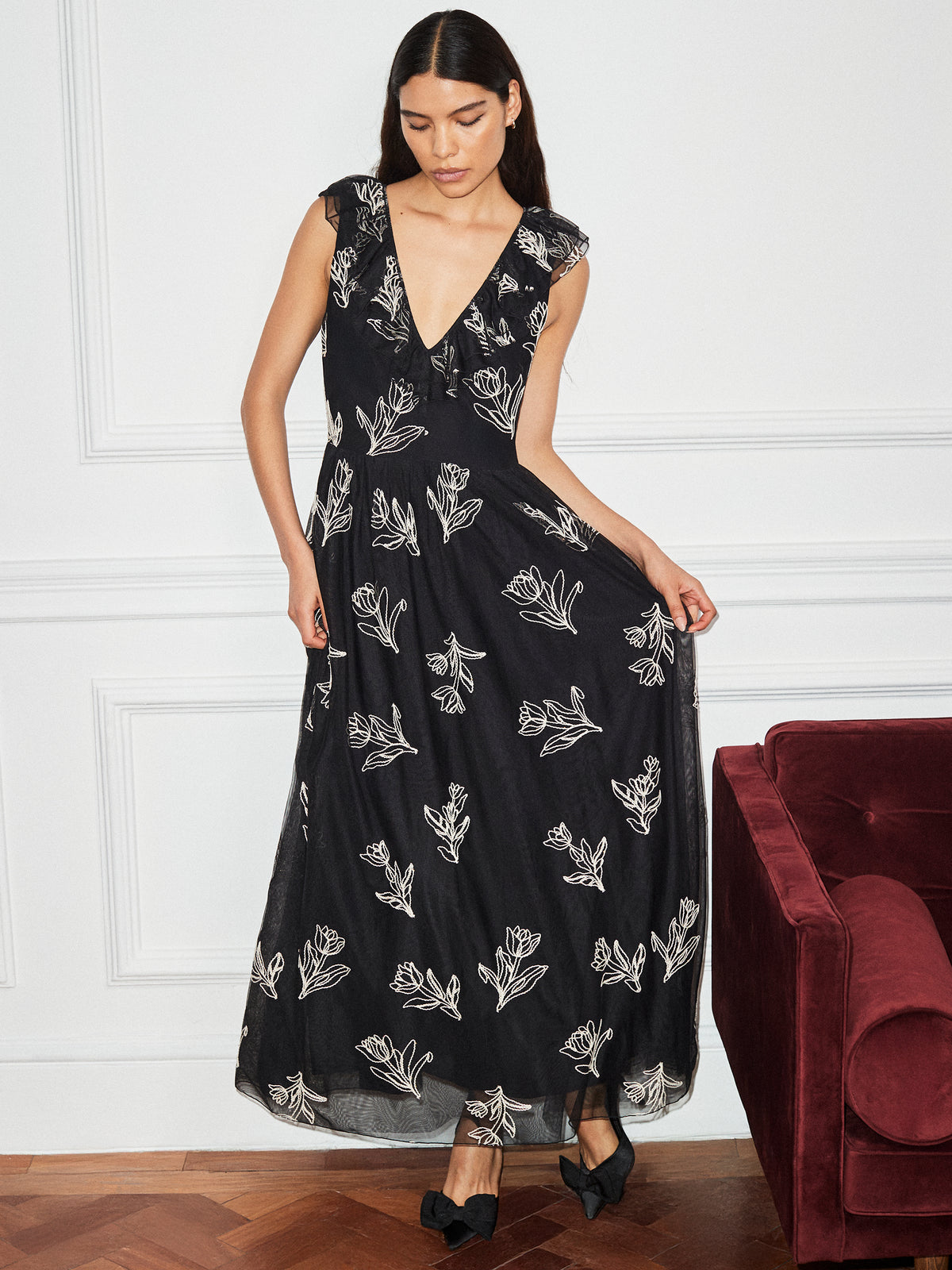 Tallulah Mono Embroidered Tulle Dress