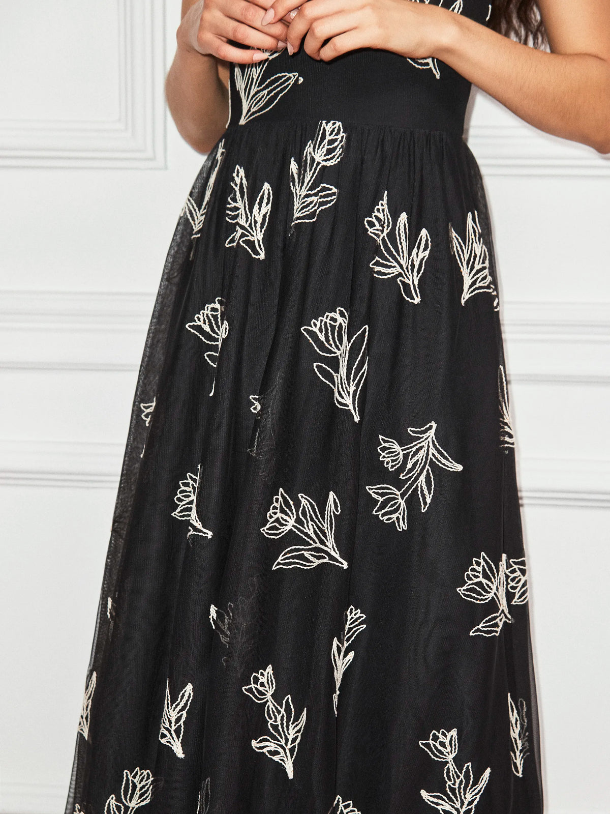 Tallulah Mono Embroidered Tulle Dress