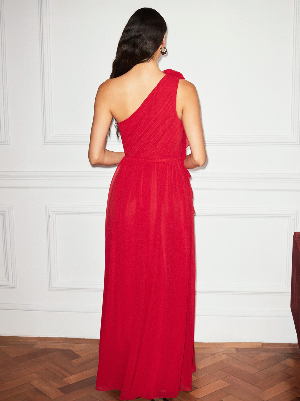 Isla Red Corsage One Shoulder Dress