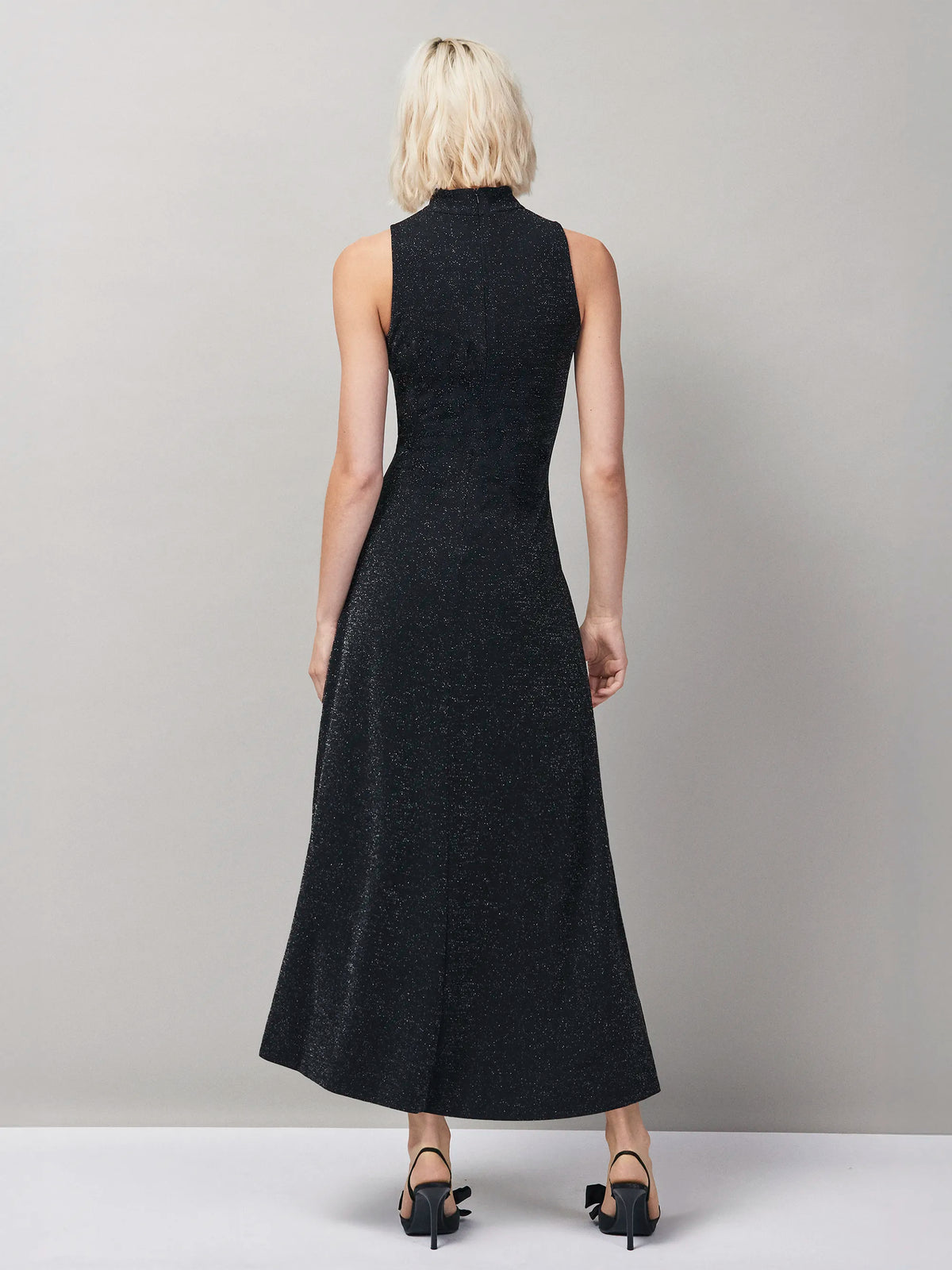 Petite Carrie Black Sparkle Ponte Dress