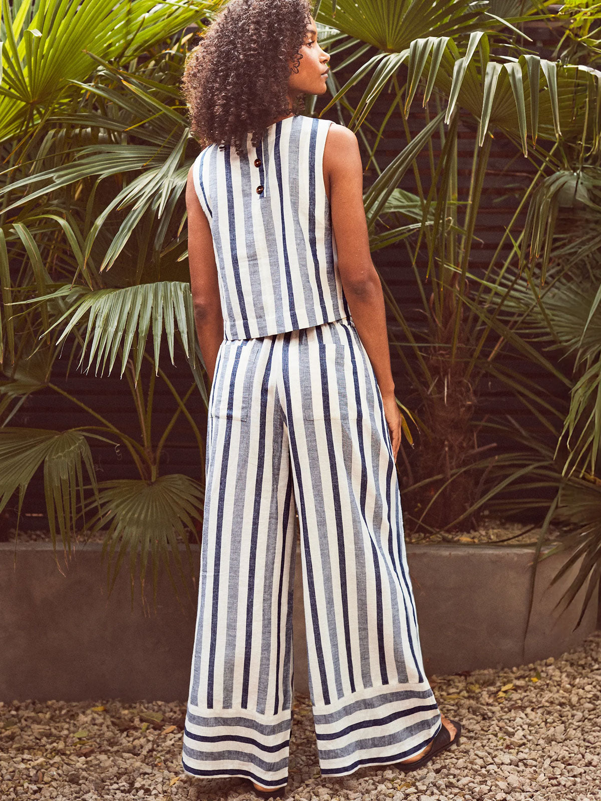 Blue Stripe Linen Blend Trousers – Ro&Zo