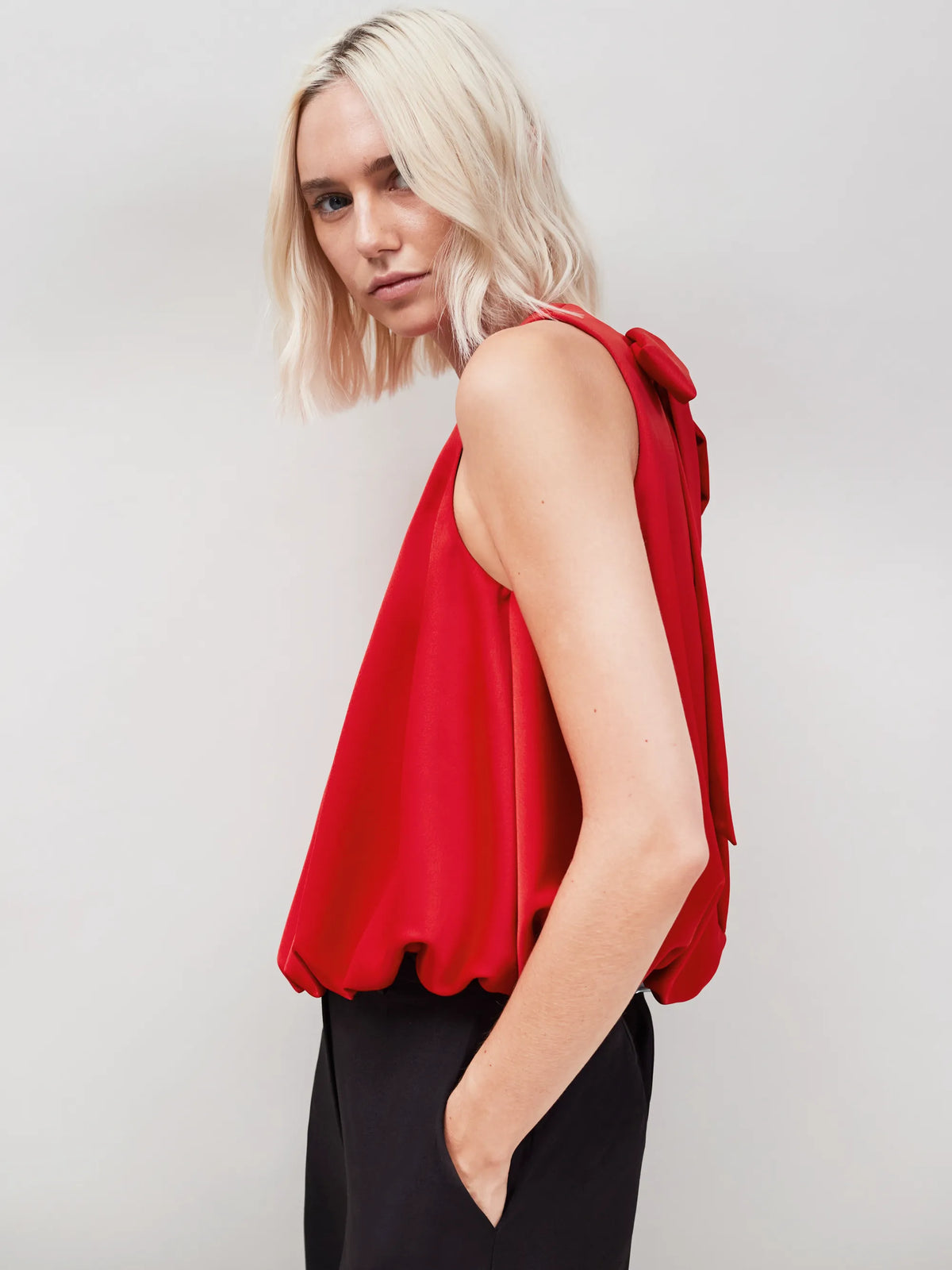 Red Bubble Hem Top