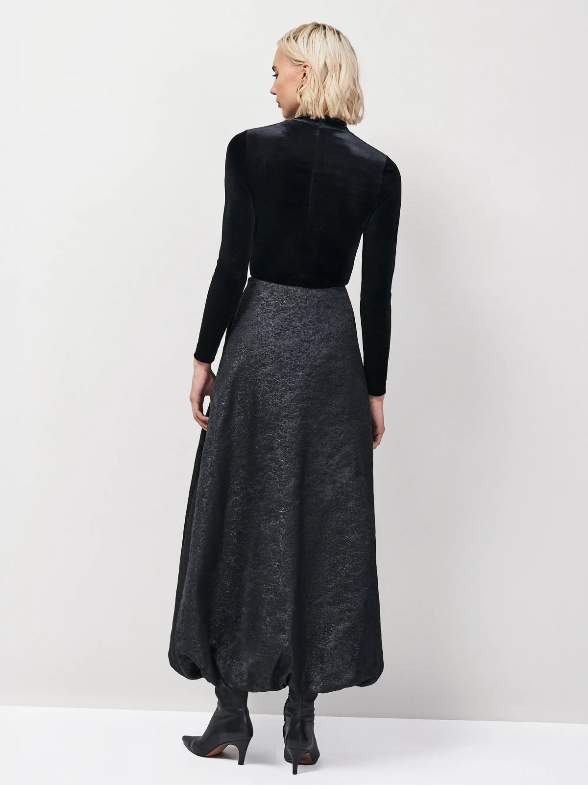 Petite Black Jacquard Puffball Skirt