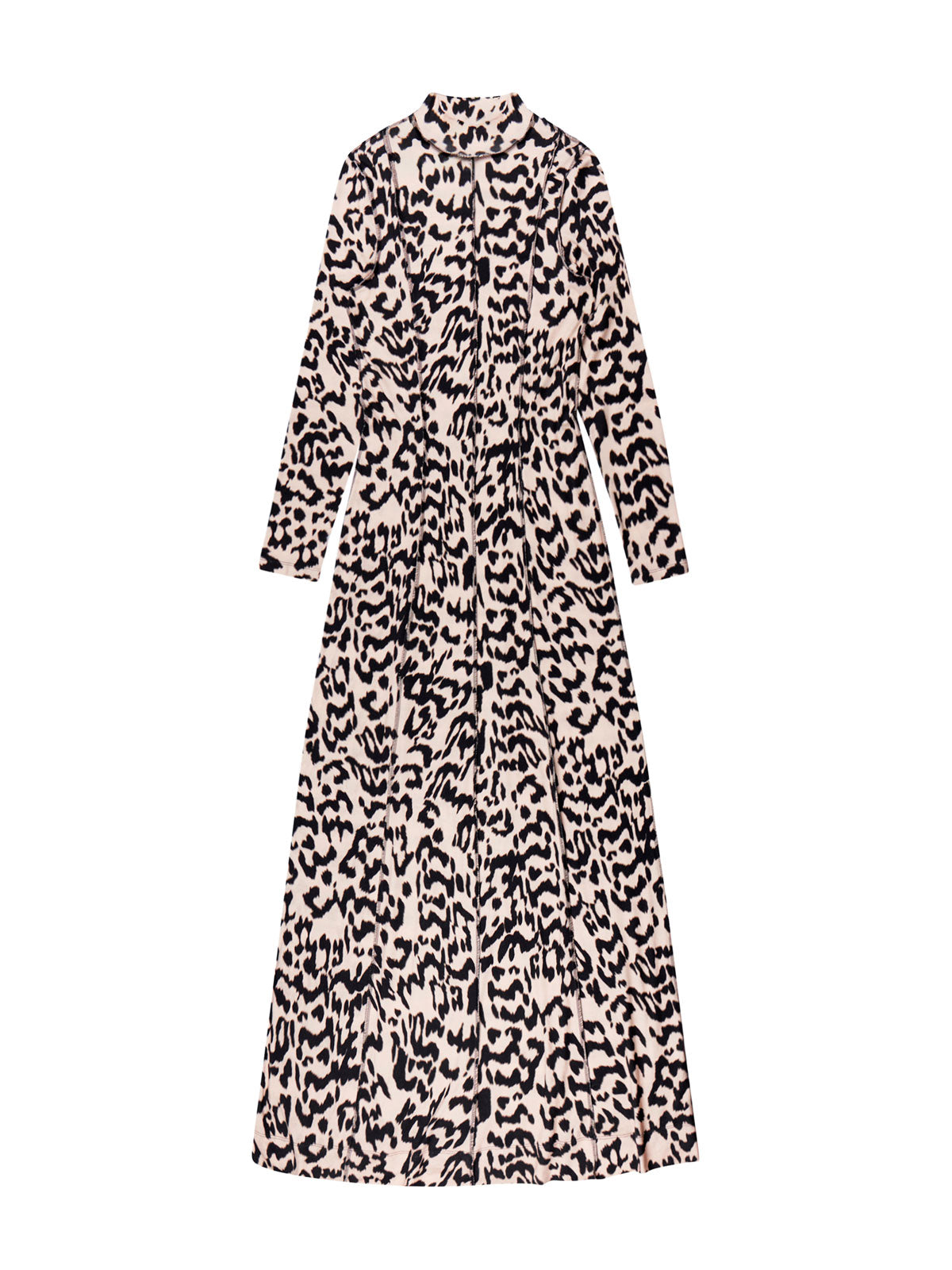 Leopard-Print Jersey Turtleneck Maxi Dress