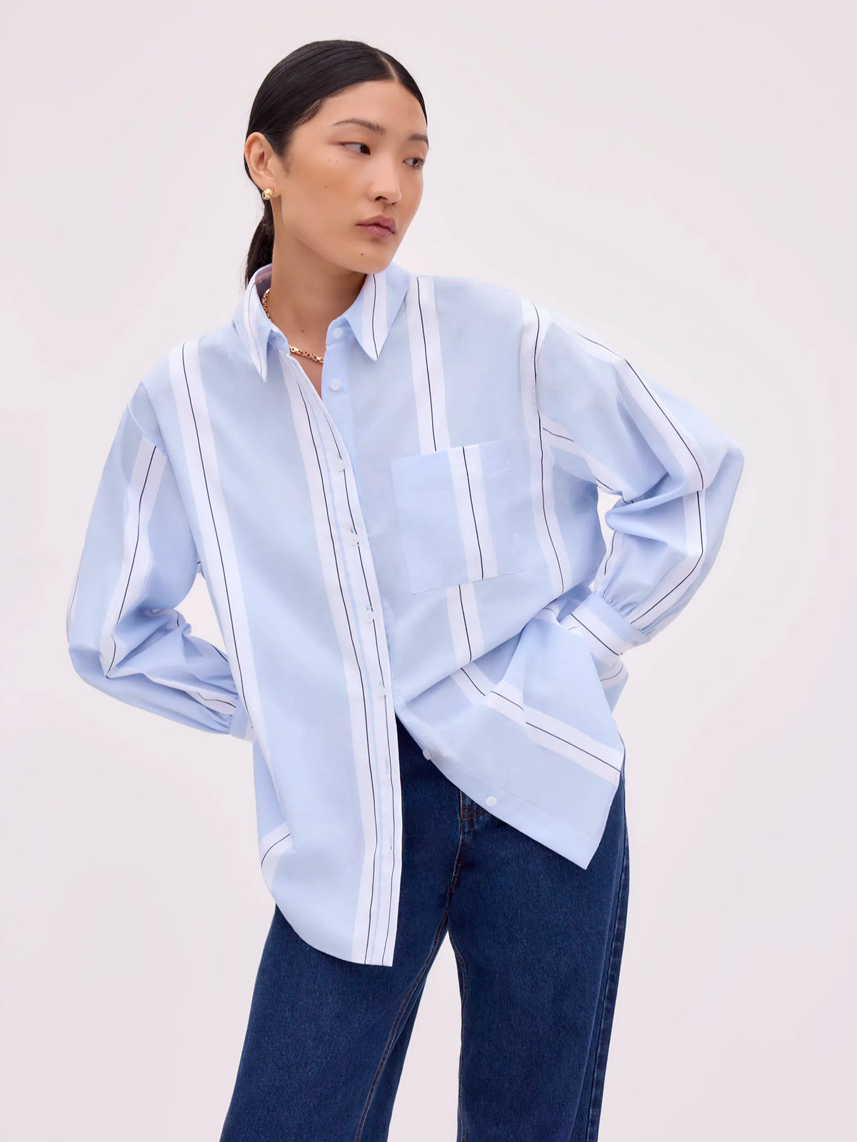 Blue Striped Cotton Shirt