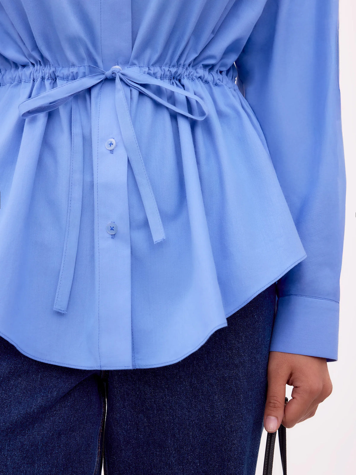 Blue Gathered Waist Shirt