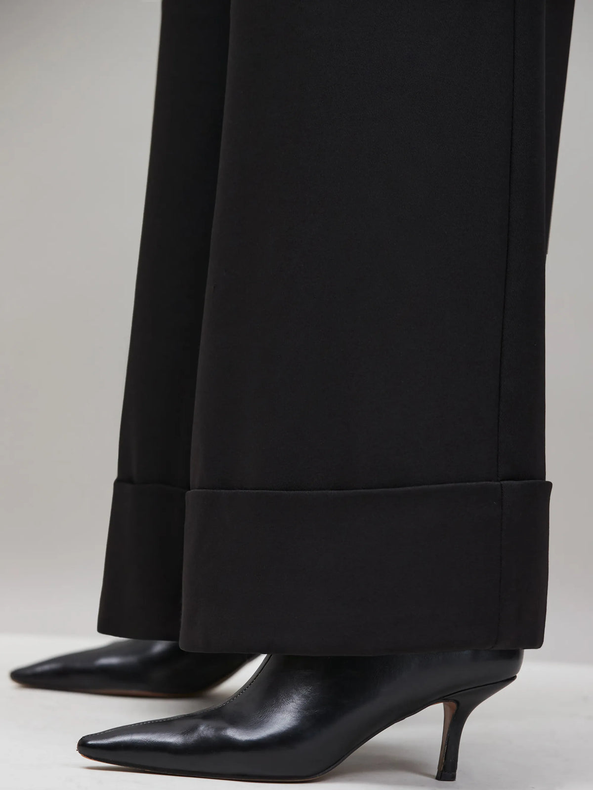 Petite Black Turn Up Trousers