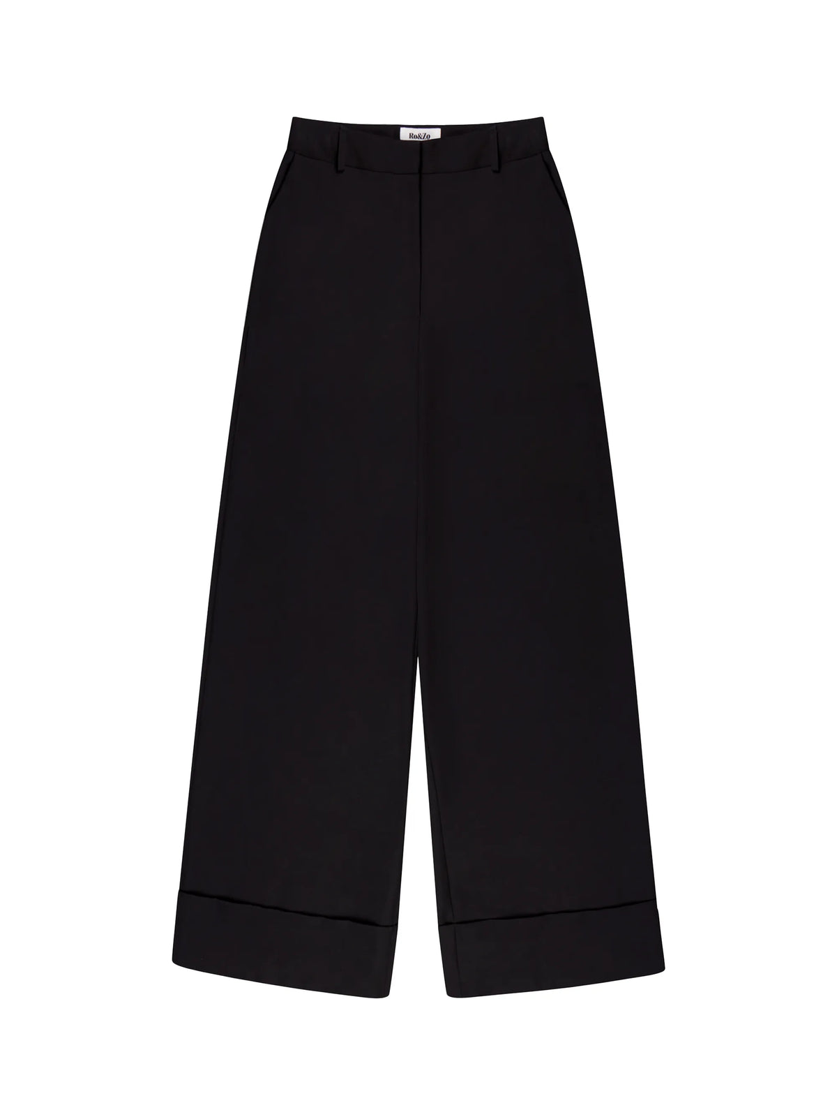 Petite Black Turn Up Trousers
