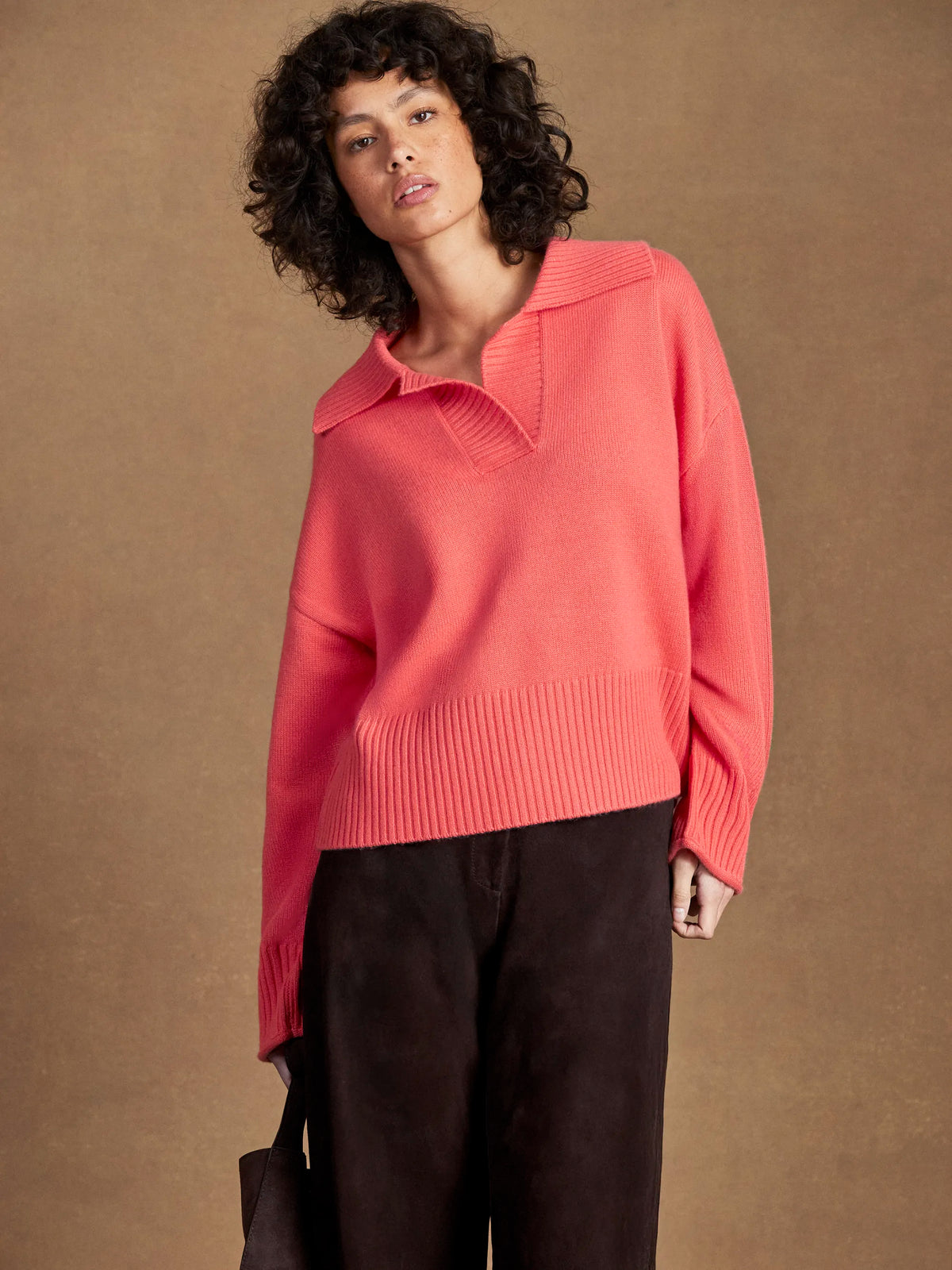 Coral Collar Jumper With Cashmere
